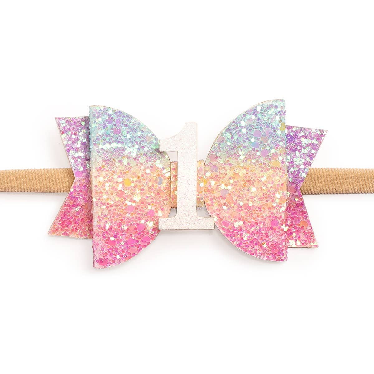 1st Birthday Rainbow Bow Baby Headband