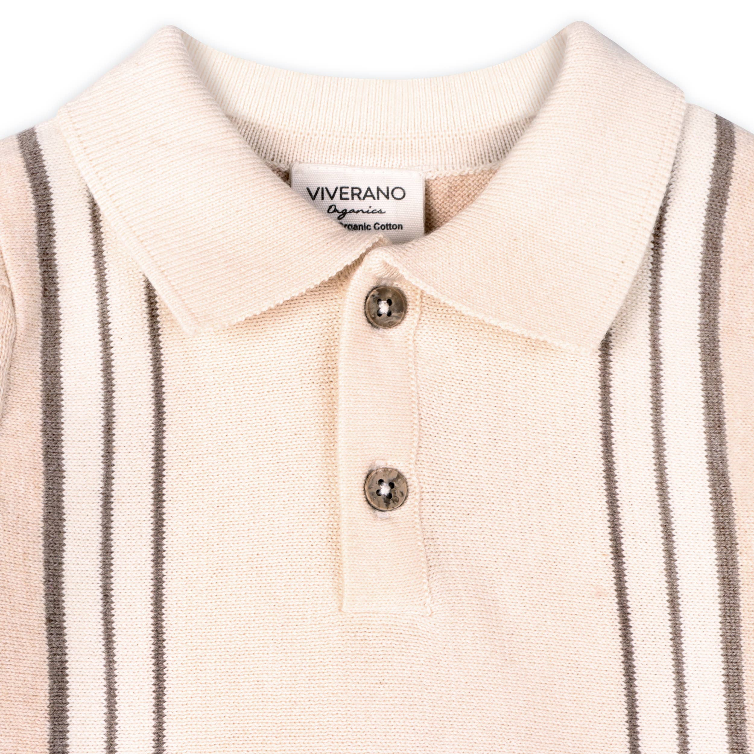 Classic Stripe Polo Knit Baby Pullover & Pant Set (Organic)
