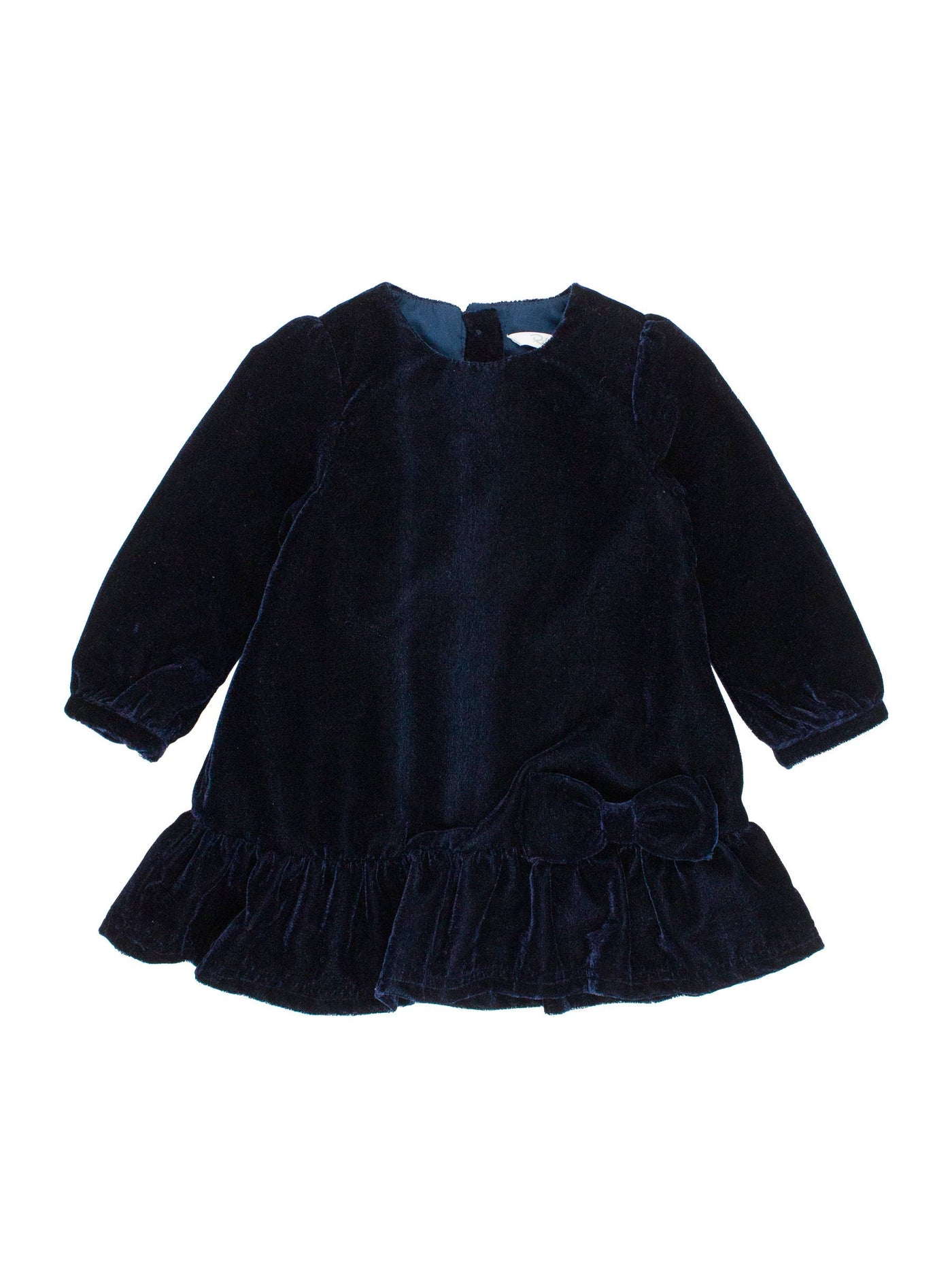 Girls Dark Navy Velvet Dress