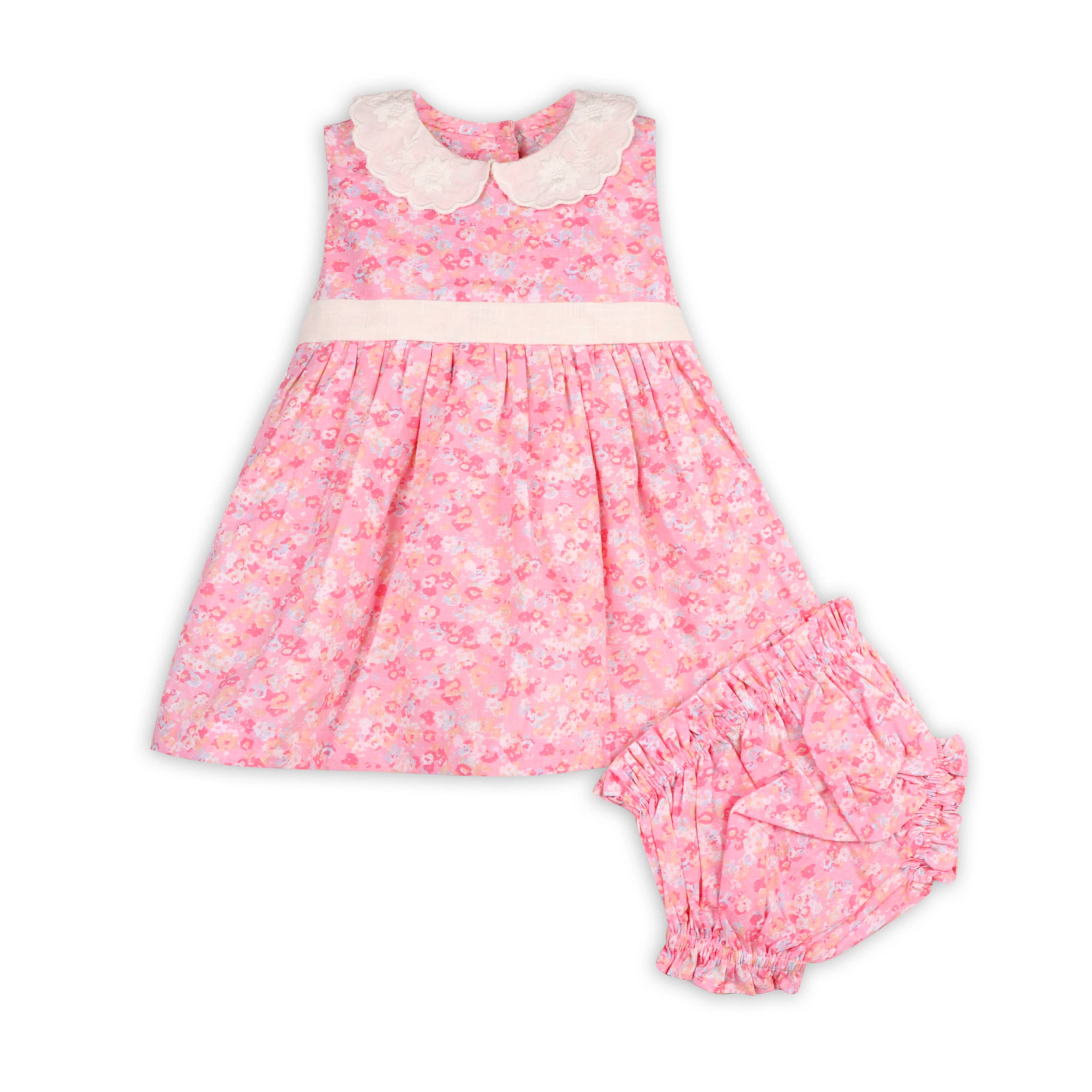 Organic Mavis Floral Back Tie Baby Dress+Bloomer