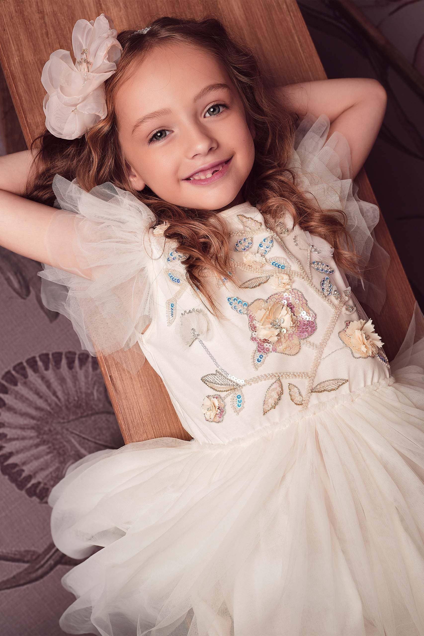 Embroidered Lace Flower Fairy Girl Dress