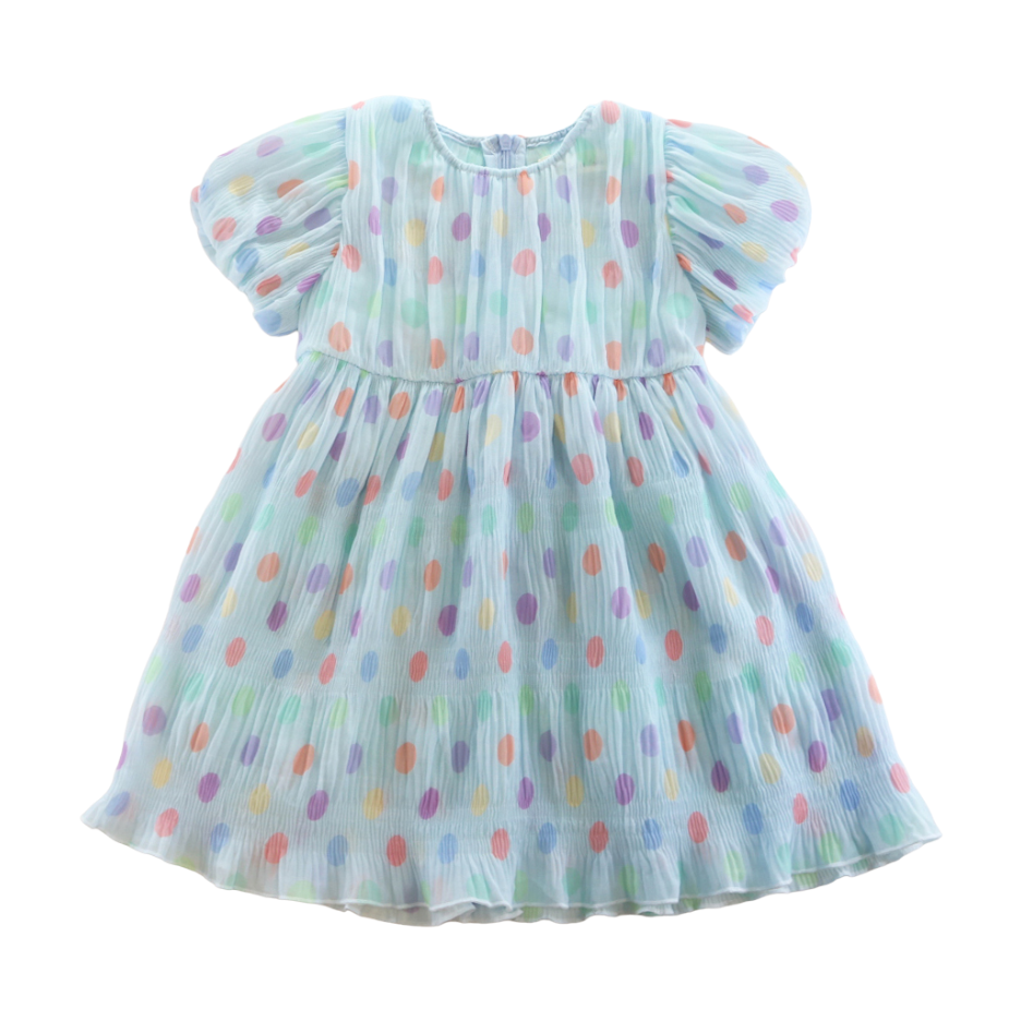 Dot Chiffon Pleat Dress