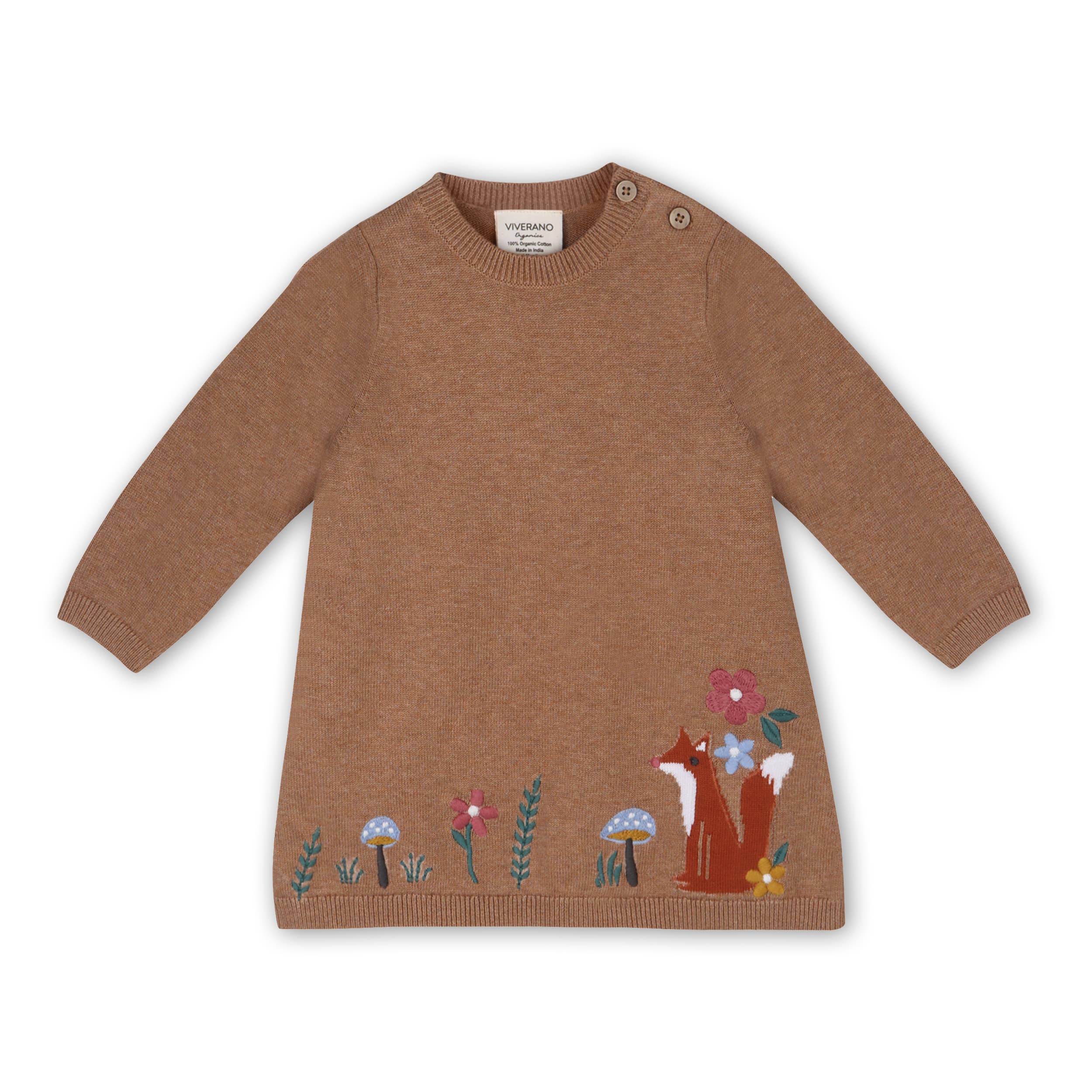 ORGANIC Woodland Squirrel Ruffle Baby Girl Sweater Dress