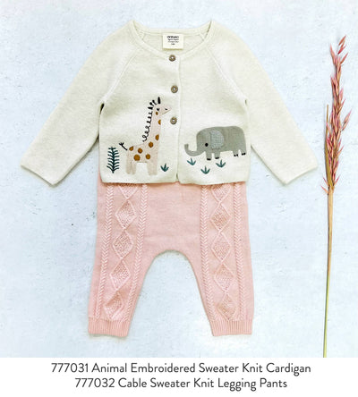 Animal Safari Embroidered Baby Cardigan Sweater (Organic)