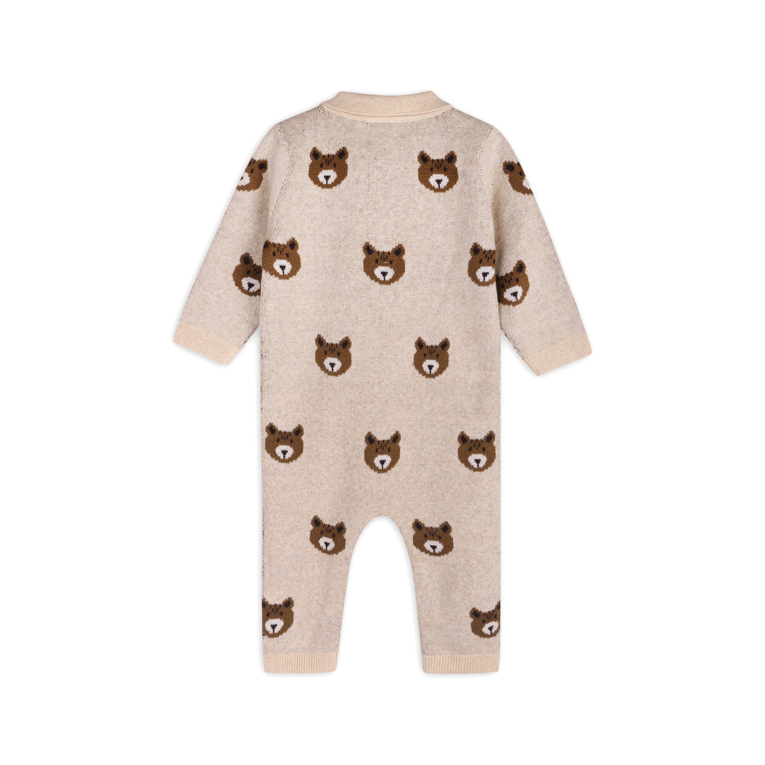 Brown Bear Jacquard Sweater Knit Baby Jumpsuit (Organic)