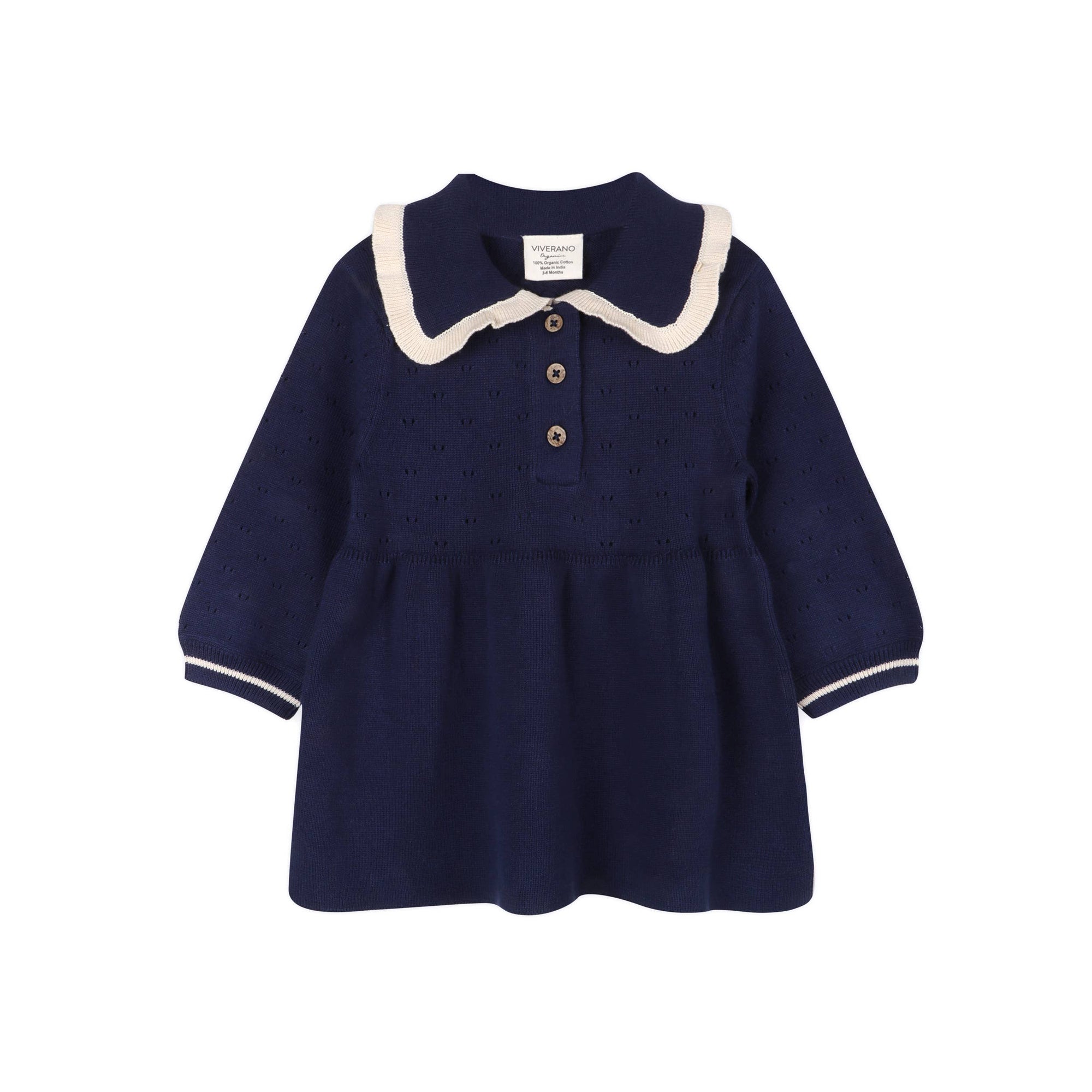 Adeline Ruffle Collar Sweater Knit Baby Dress (Organic)