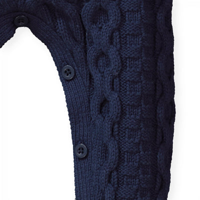 Organic Cable Knit Sweater Romper Blue