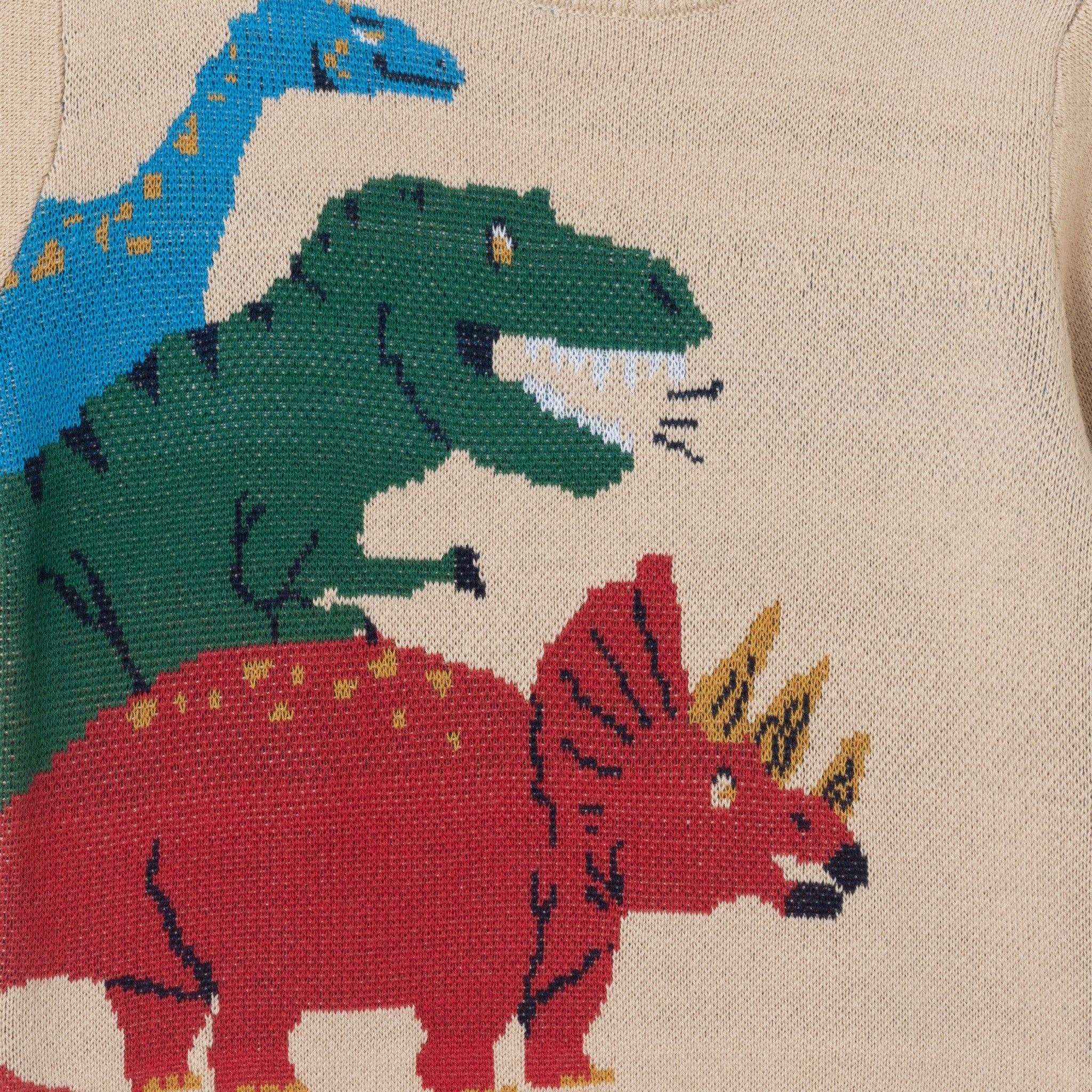 Infant Baby Sweater Set | Beige Dino