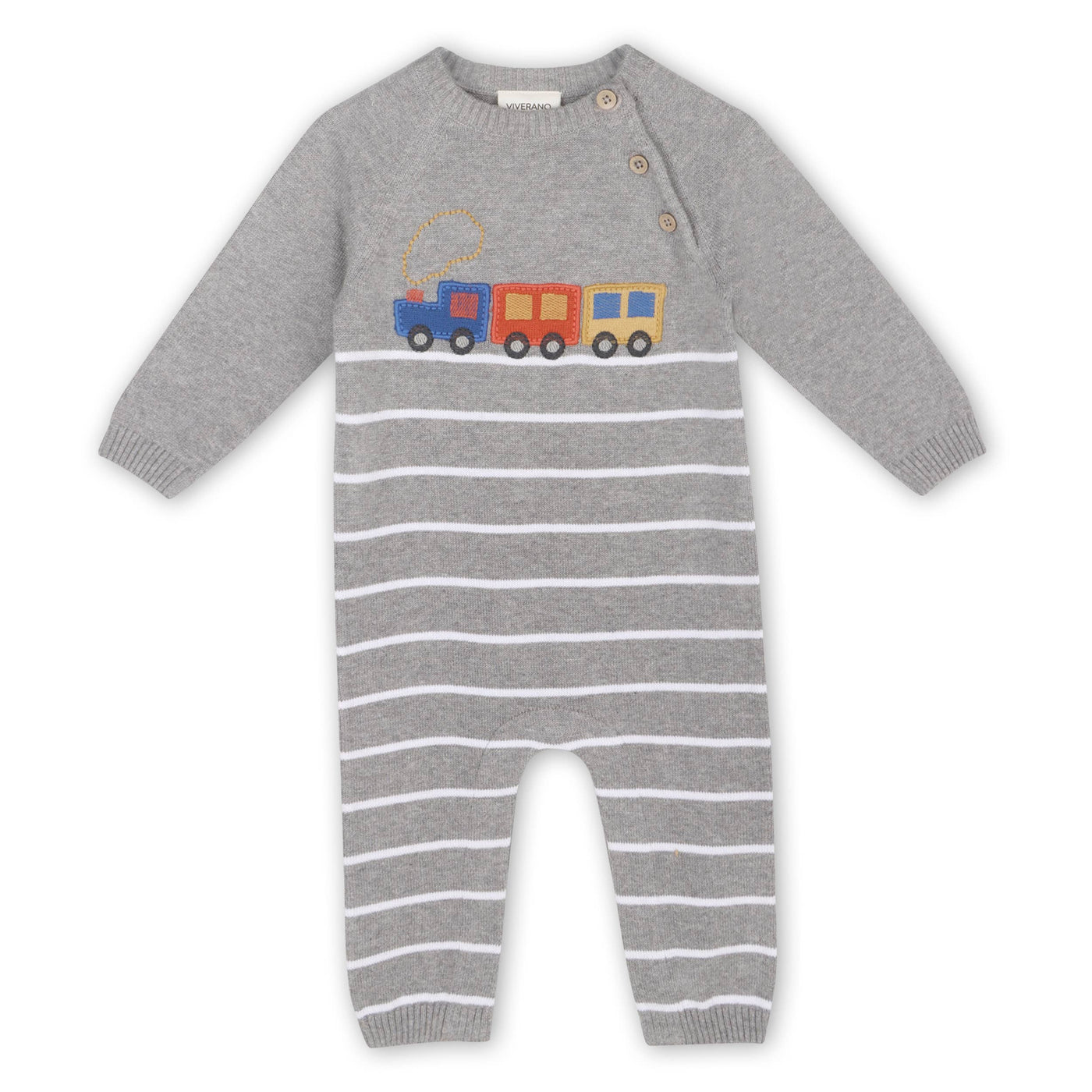 Organic Train Applique Sweater Knit Jumpsuit