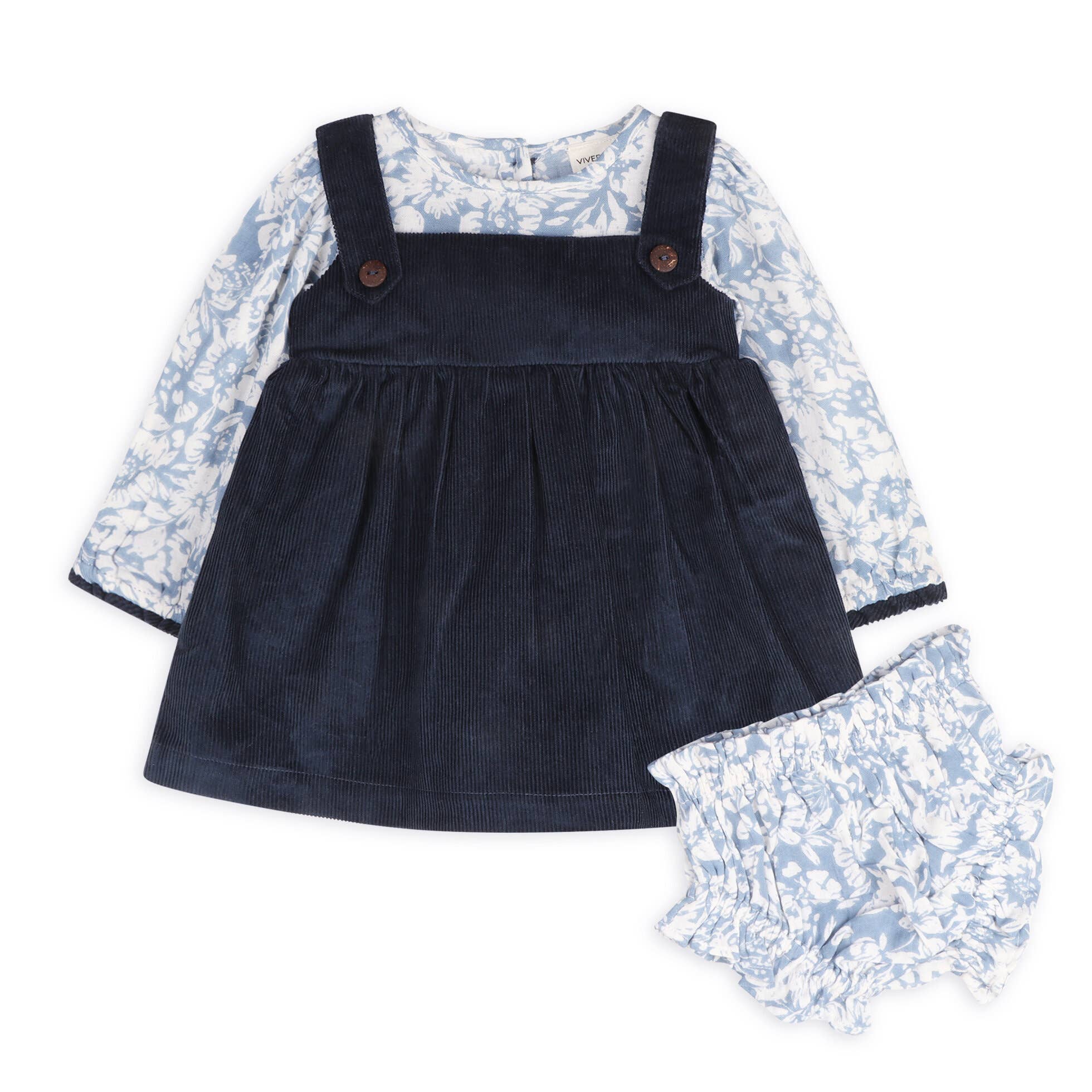 Cassis Pinafore Baby Dress & Bloomer Set (Organic Cotton)