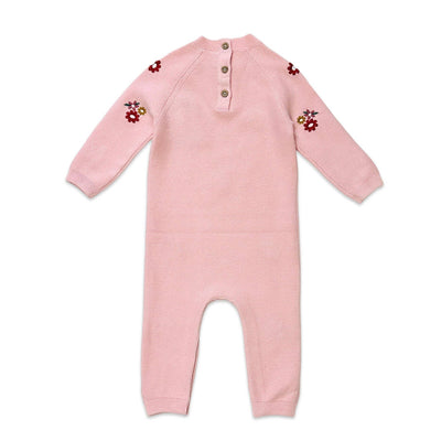 ORGANIC Floral Bouquet Pink Knit Baby Jumpsuit