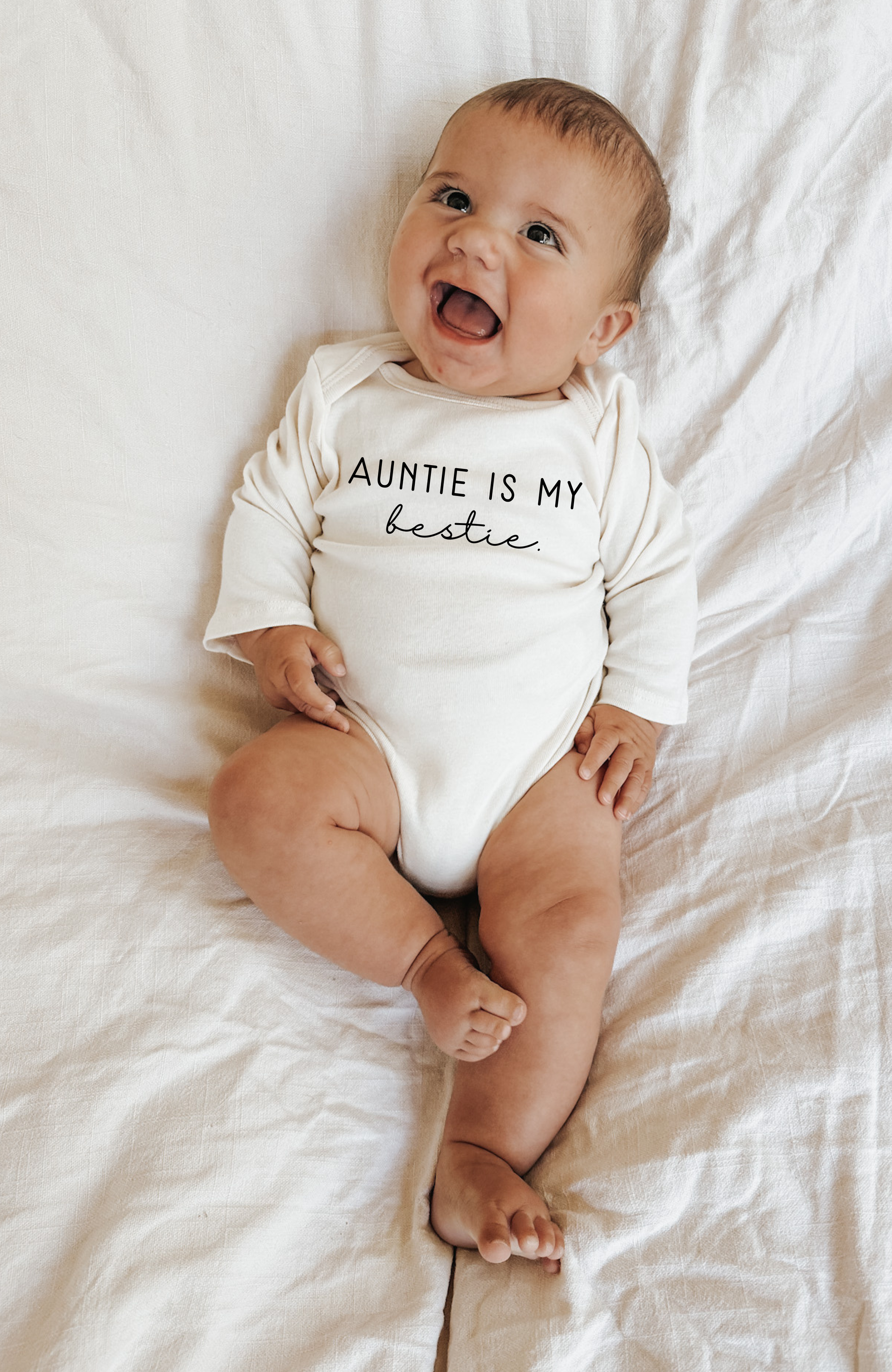 Auntie is My Bestie | Organic Baby Bodysuit | Long Sleeve