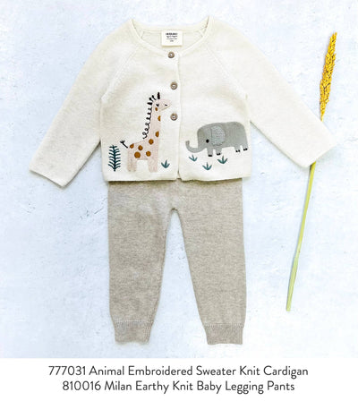 Animal Safari Embroidered Baby Cardigan Sweater (Organic)