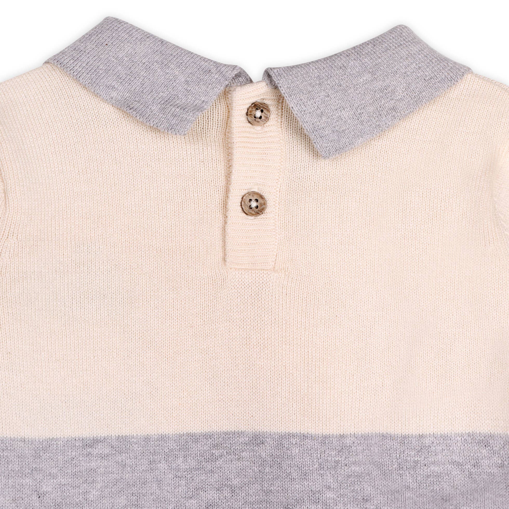 Cuddly Bear Applique Sweater Knit Collar Baby Pullover