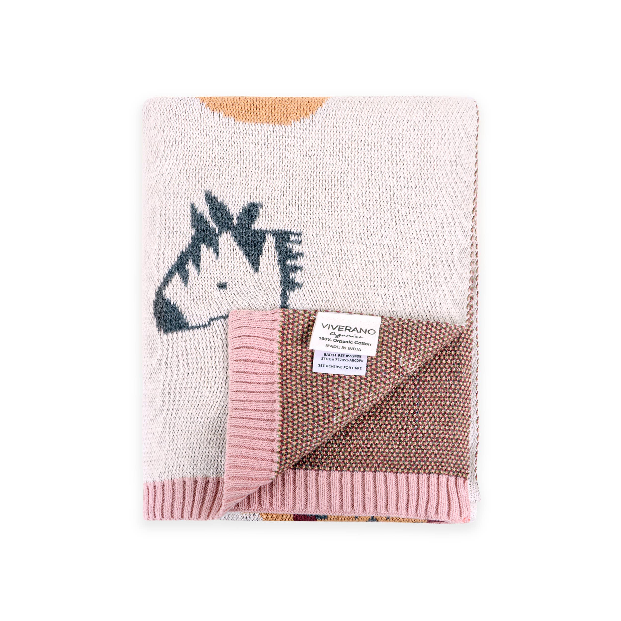 Alphabet Blush - Organic Jacquard Sweater Knit Baby Blanket