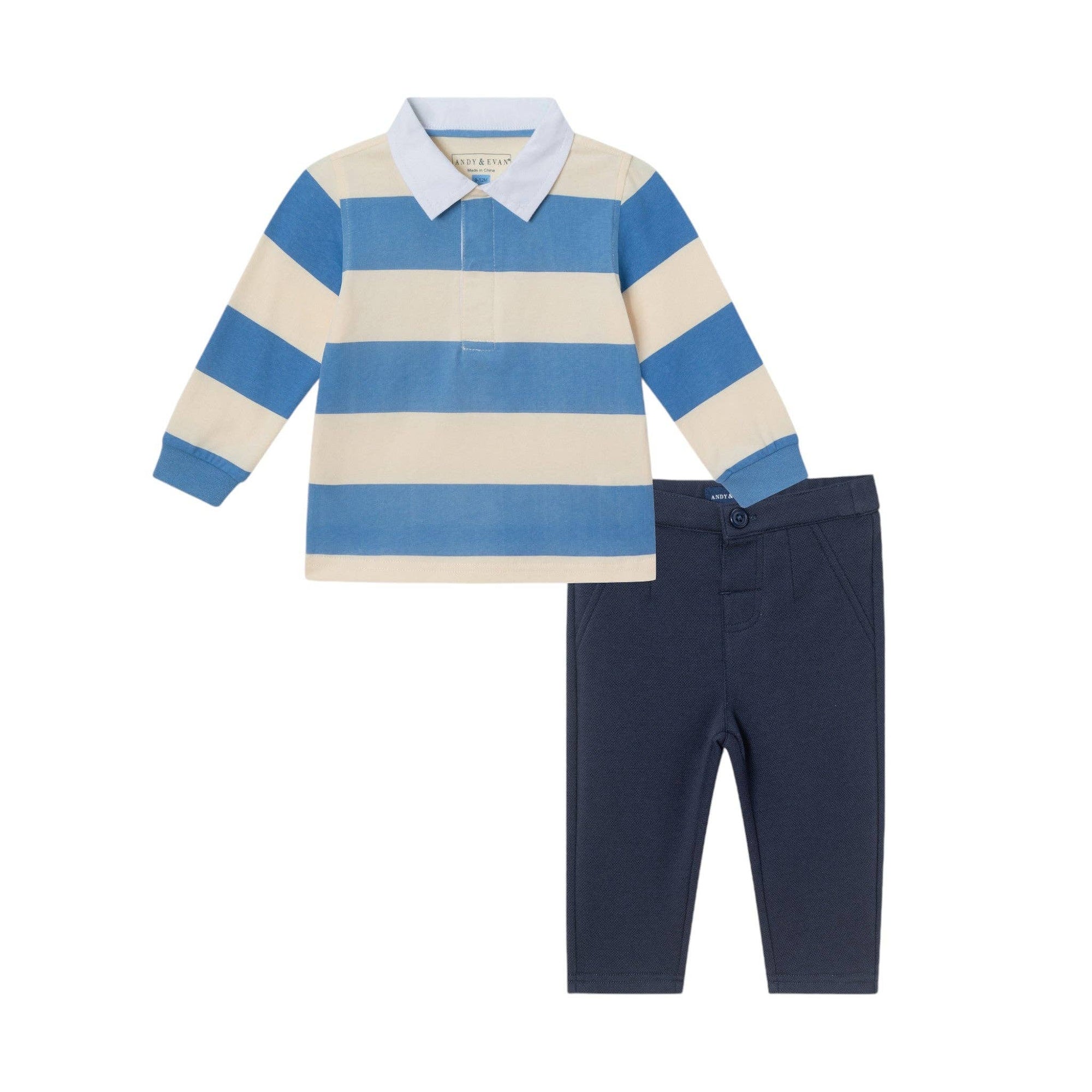 Infant 2-Piece Rugby Shirt & Soft Pique Pant Set