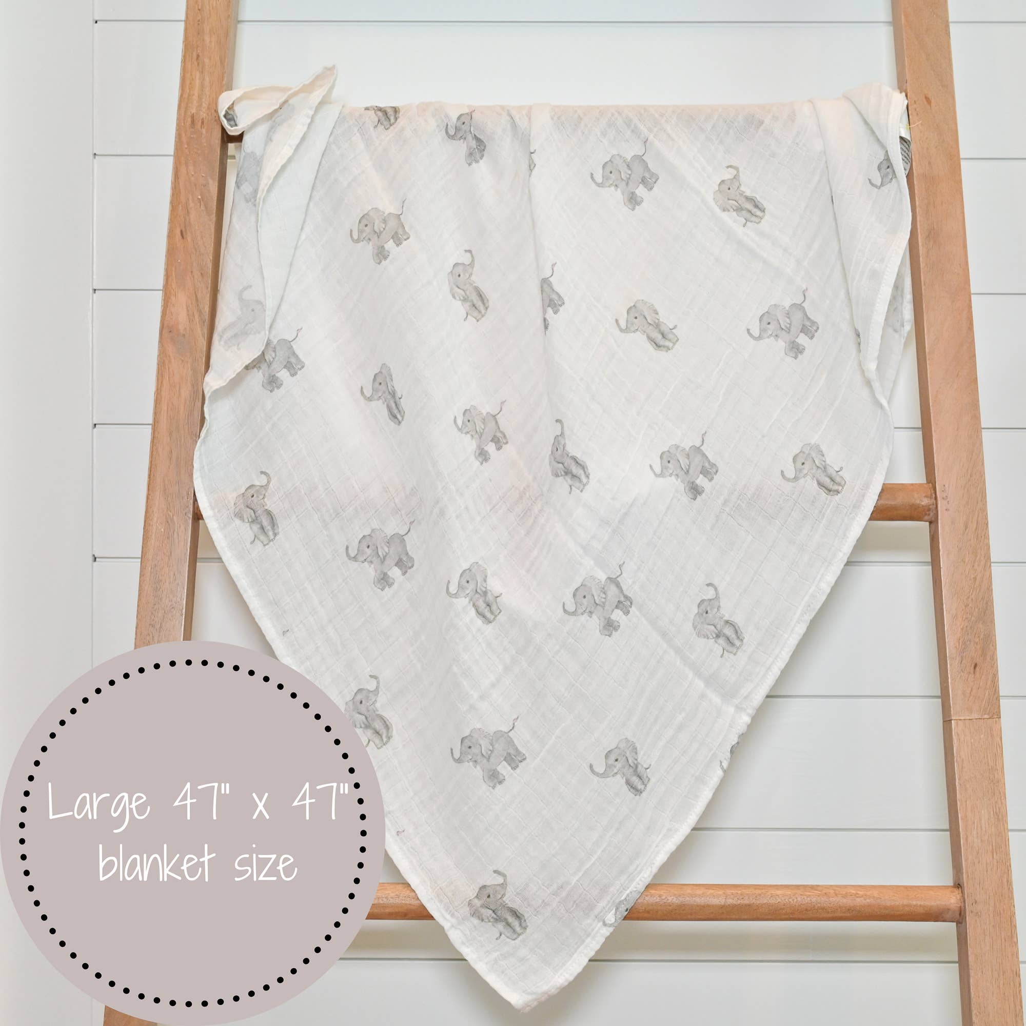 Baby Elephant Muslin Swaddle Blanket