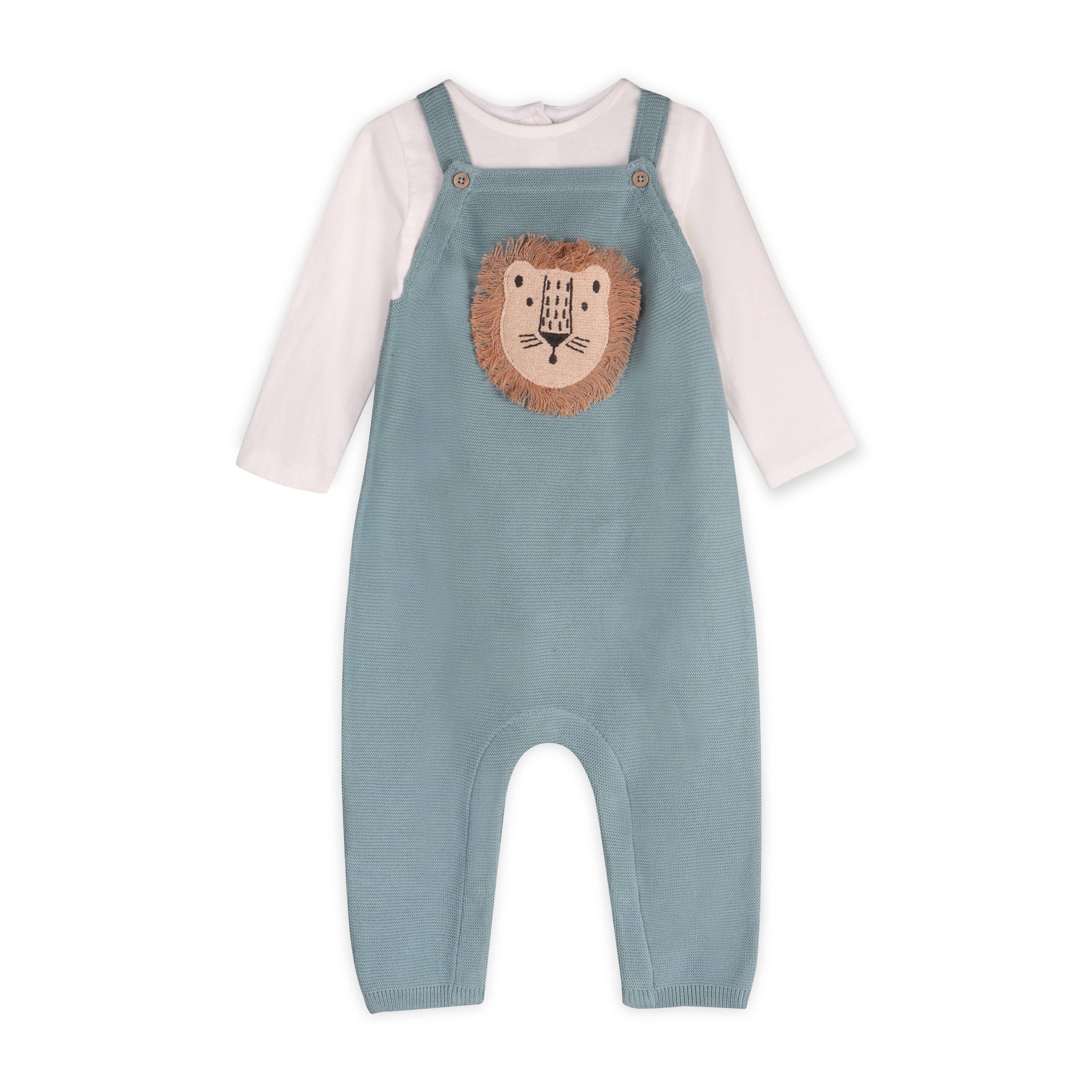 Lion Applique Sweater Knit Baby Overall Set (Organic Cotton)
