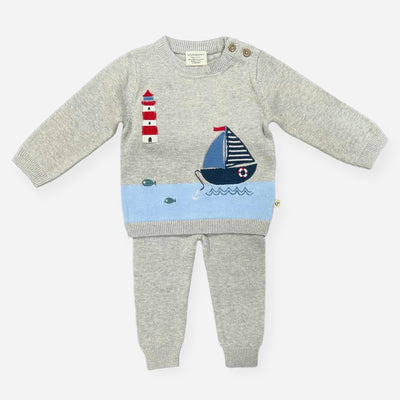 Lighthouse & Boat Baby Knit Pullover & Pants Set (Organic)