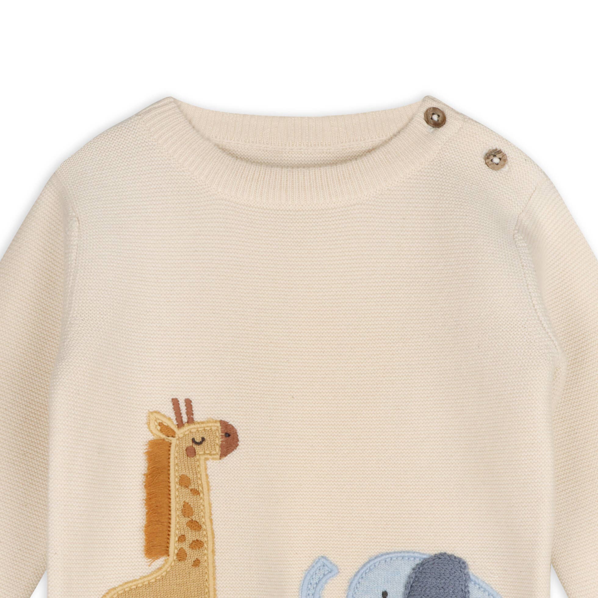 Safari Applique Sweater Knit Baby Pullover Organic