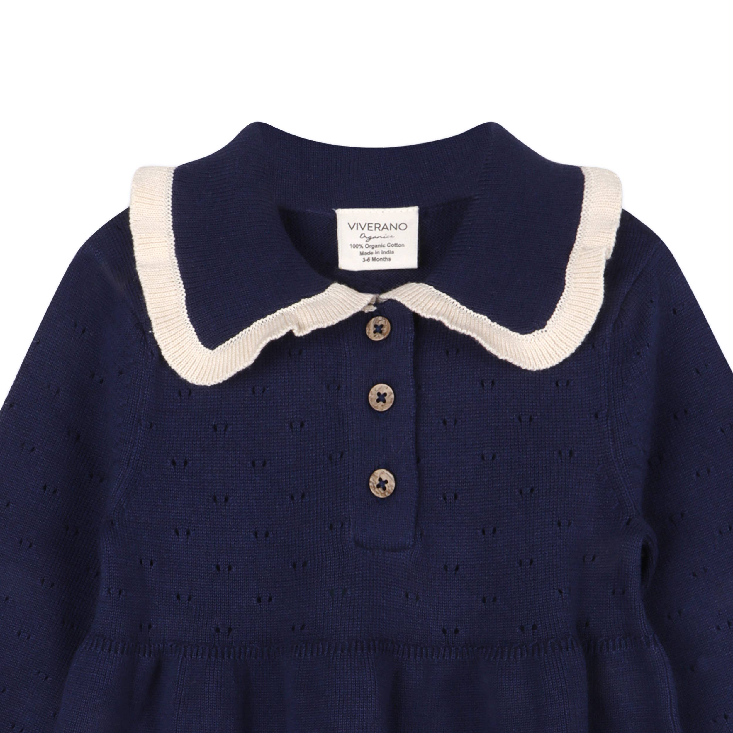 Adeline Ruffle Collar Sweater Knit Baby Dress (Organic)