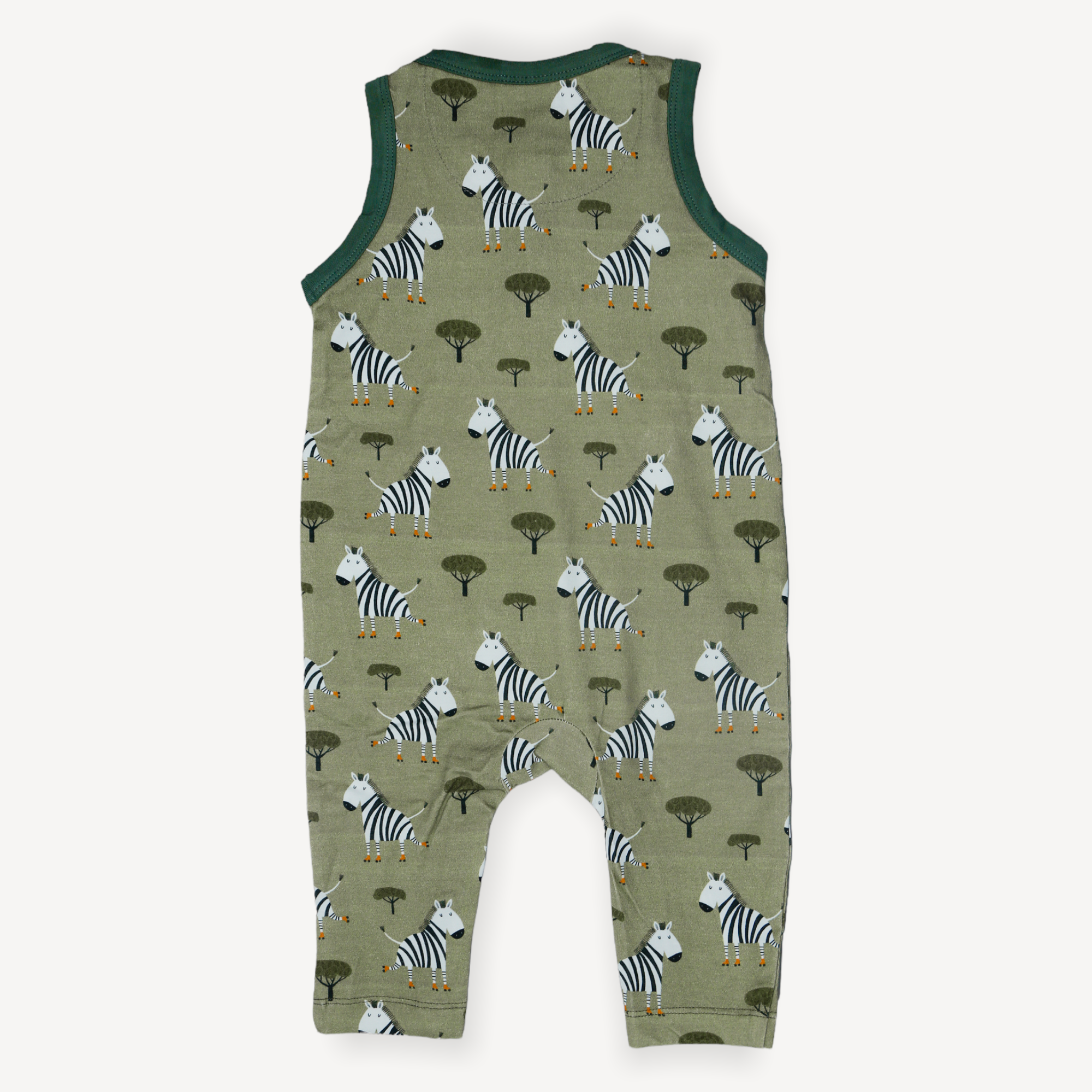 Organic Skater Zebra Sleeveless Kangaroo Baby Jumpsuit