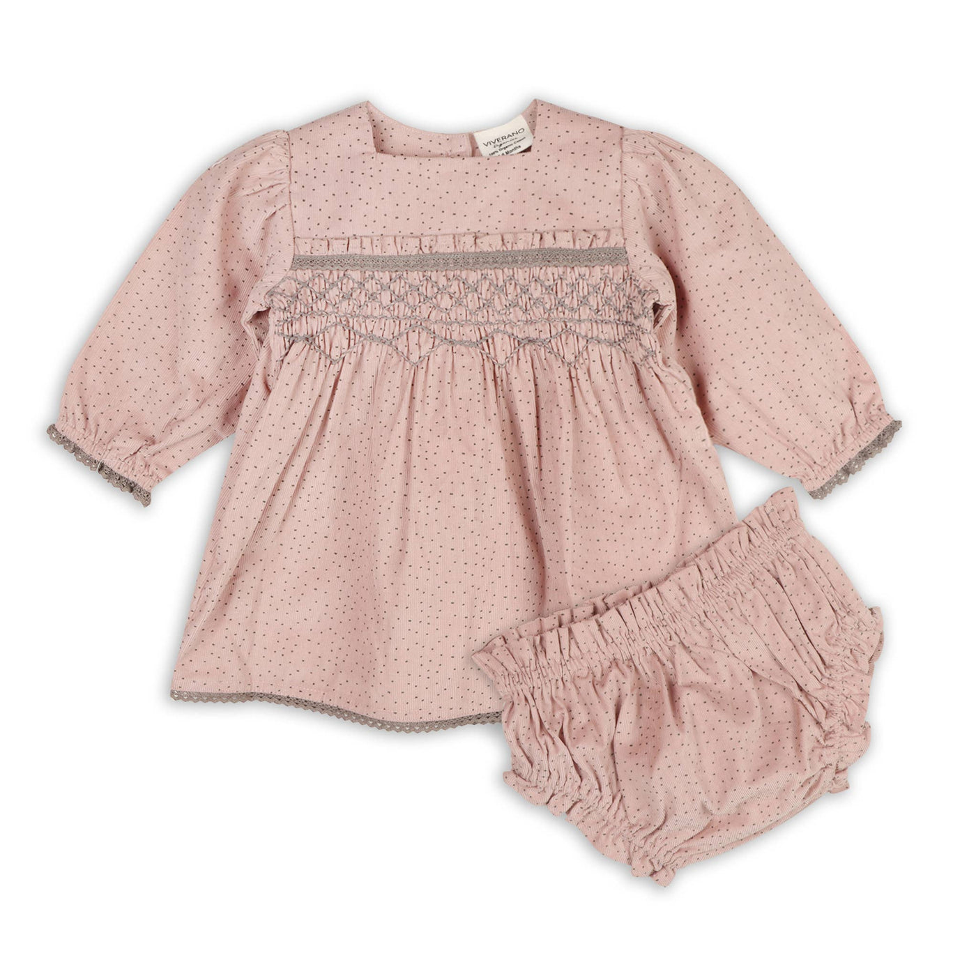 Organic Smocked & Embroidered Corduroy Baby Dress & Bloomer