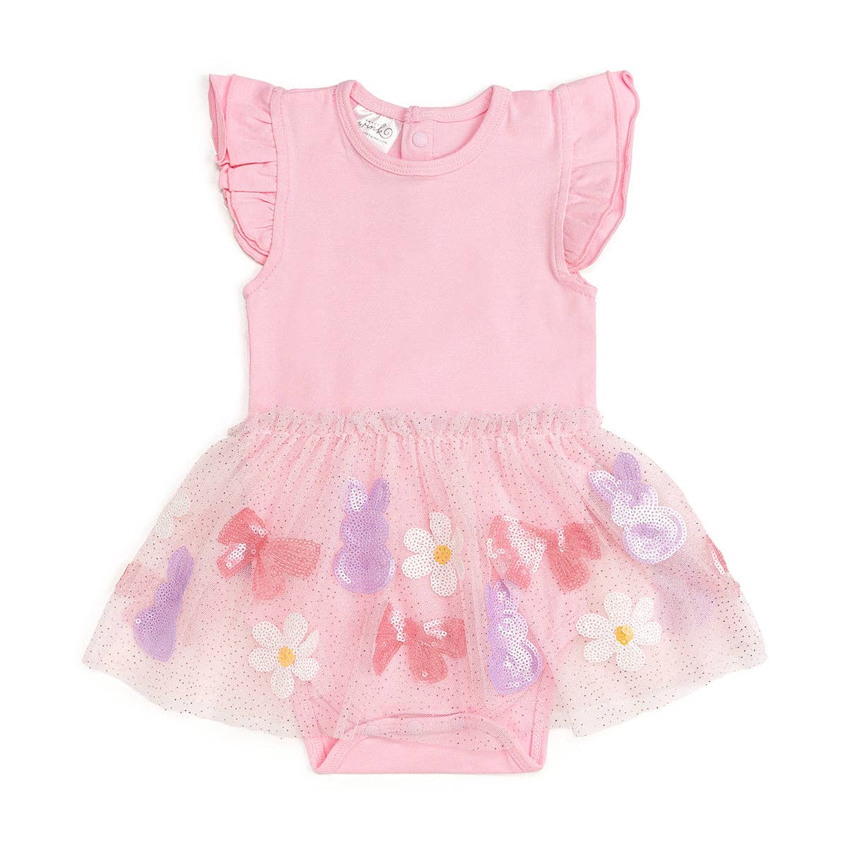 Bunny Bow Easter Sequin Tutu Bodysuit