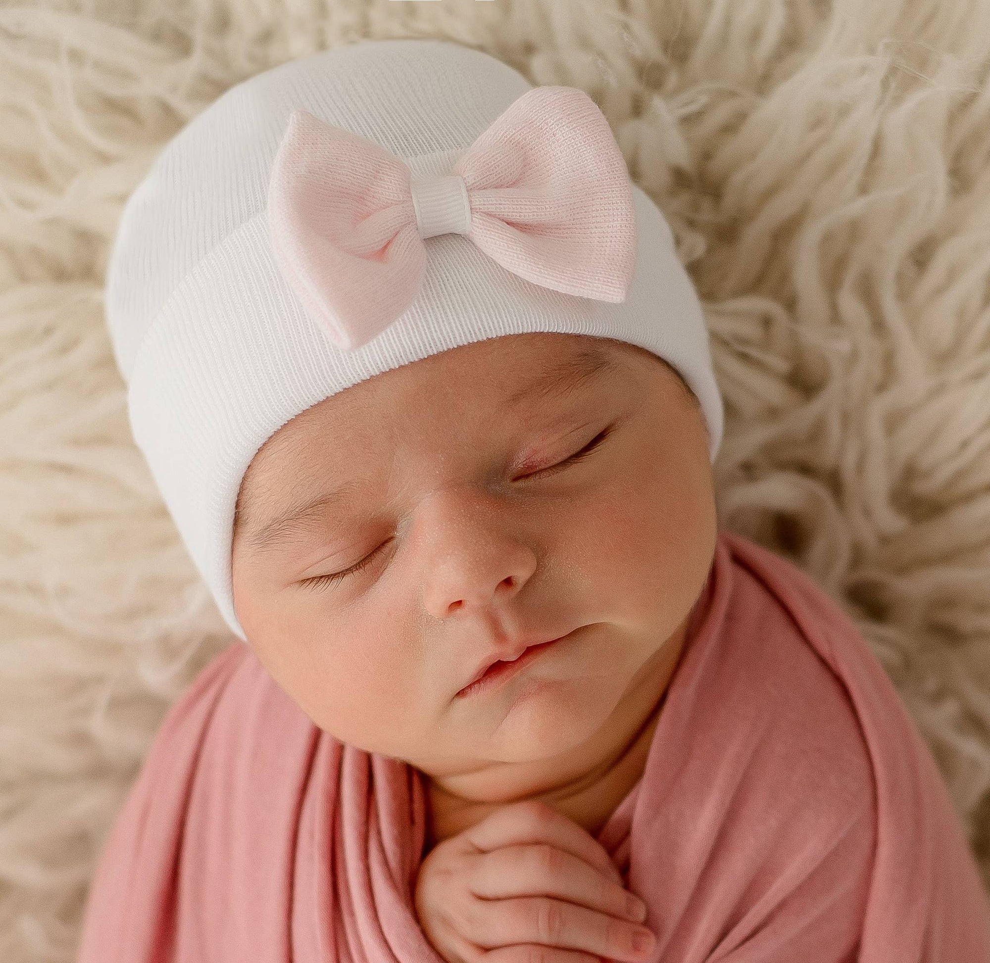 Hat w/ Mini Bow Newborn Girl Hospital Hat