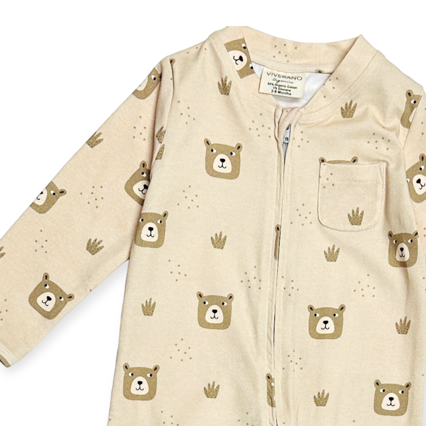Bear Zipper Pocket Baby Jumpsuit (Organic Jersey)