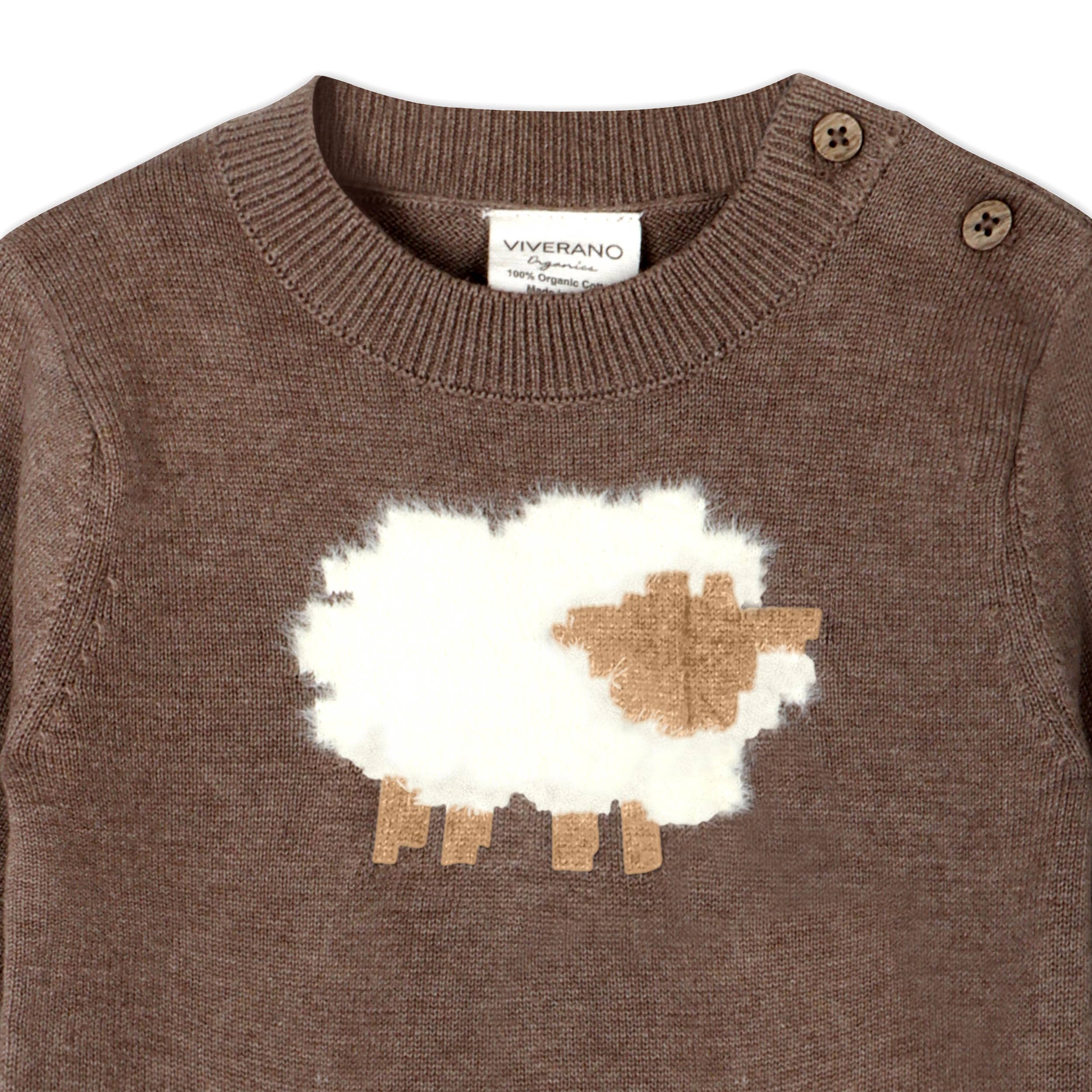 Sheep Jacquard Knit Baby Pullover & Pant SET Organic Cotton