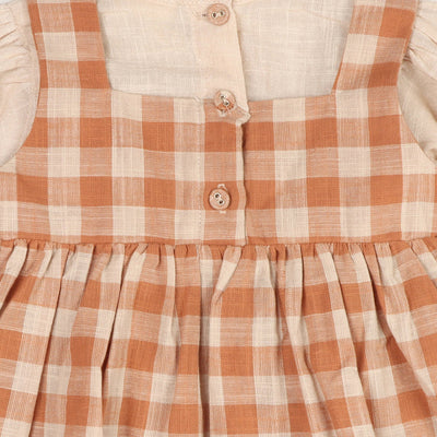 Organic Pinafore Gingham Baby Dress, Shirt & Bloomer