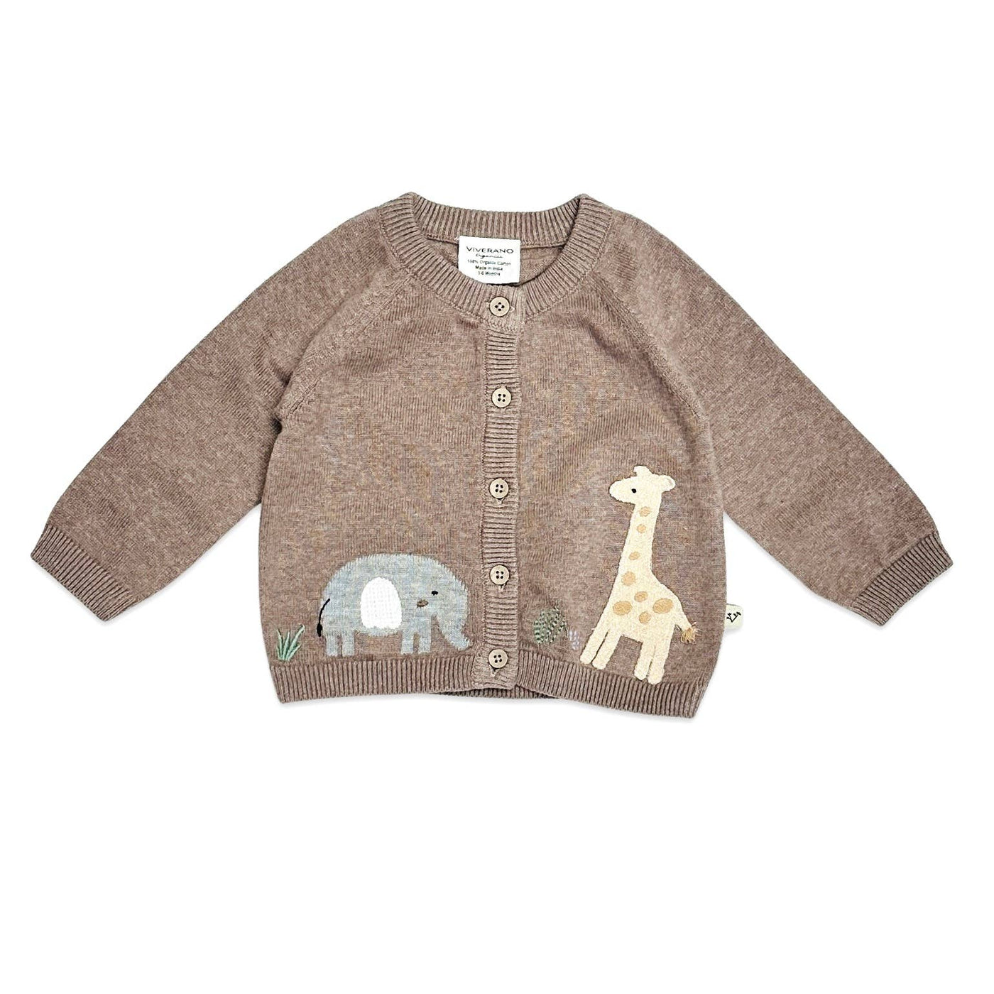 Elephant Giraffe Baby Cardigan Sweater (Organic)