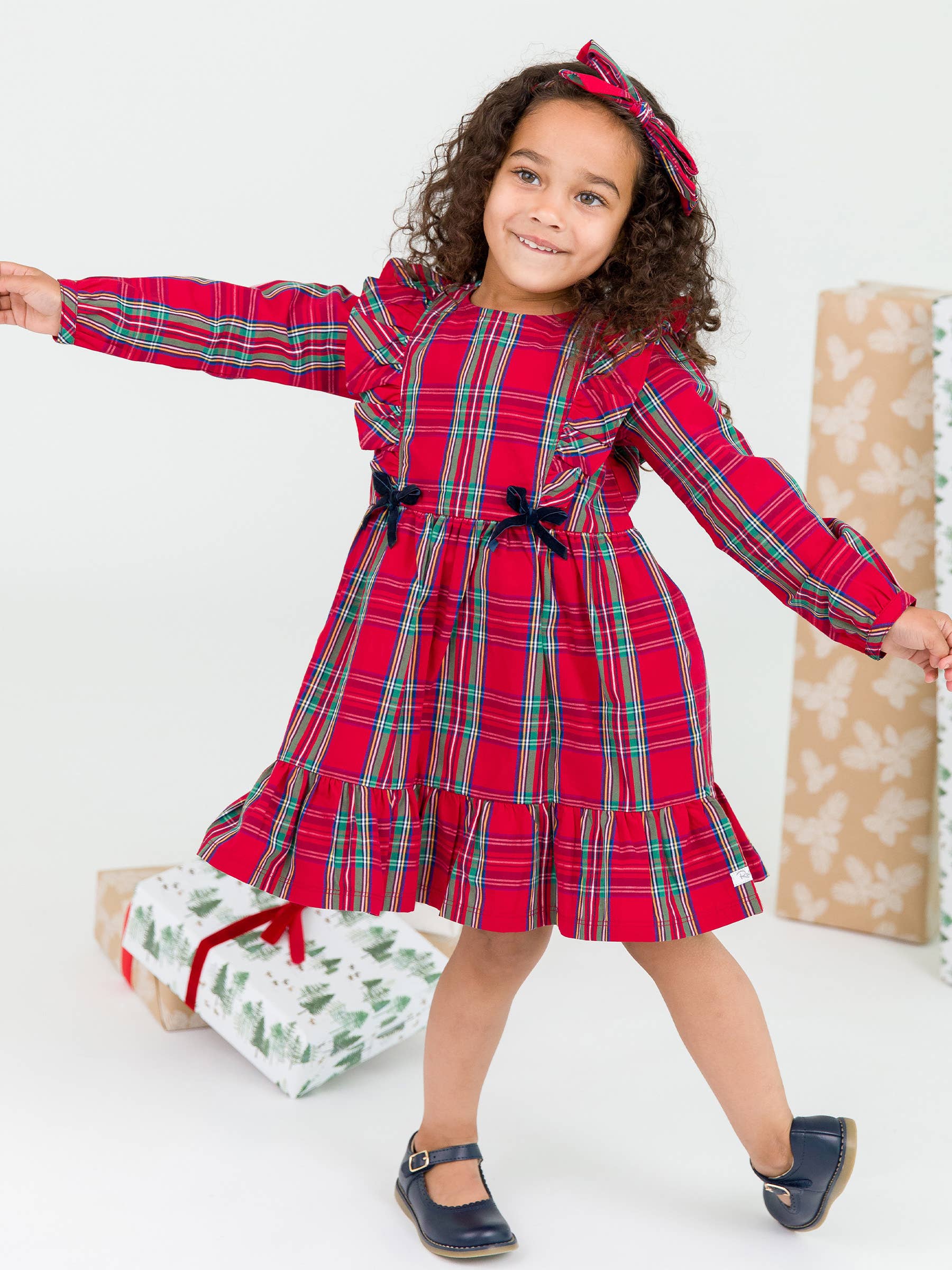 Plaid Ruffle Bow Dress