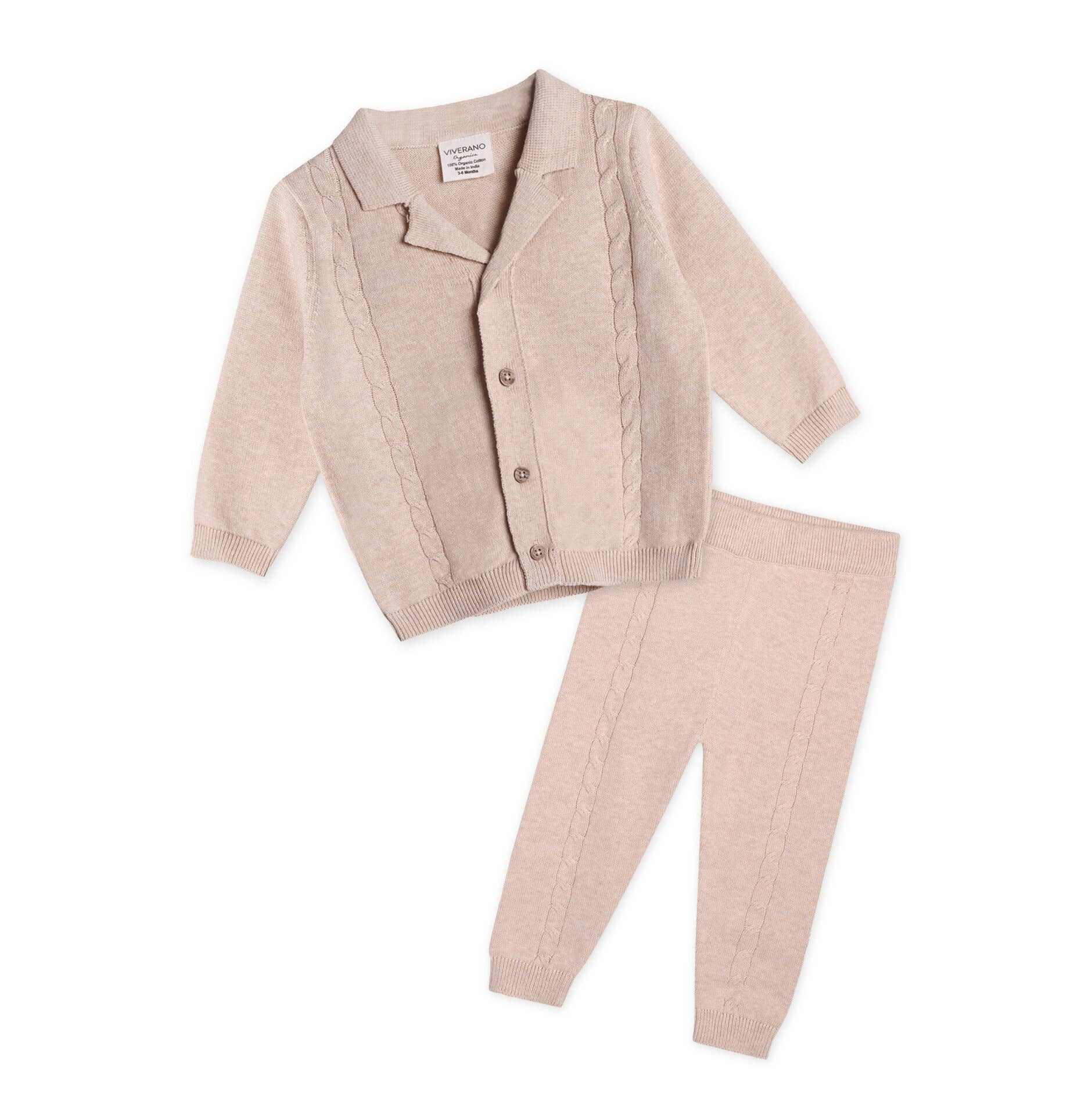 Resort Cable Knit Baby Sweater Cardigan & Pant Set