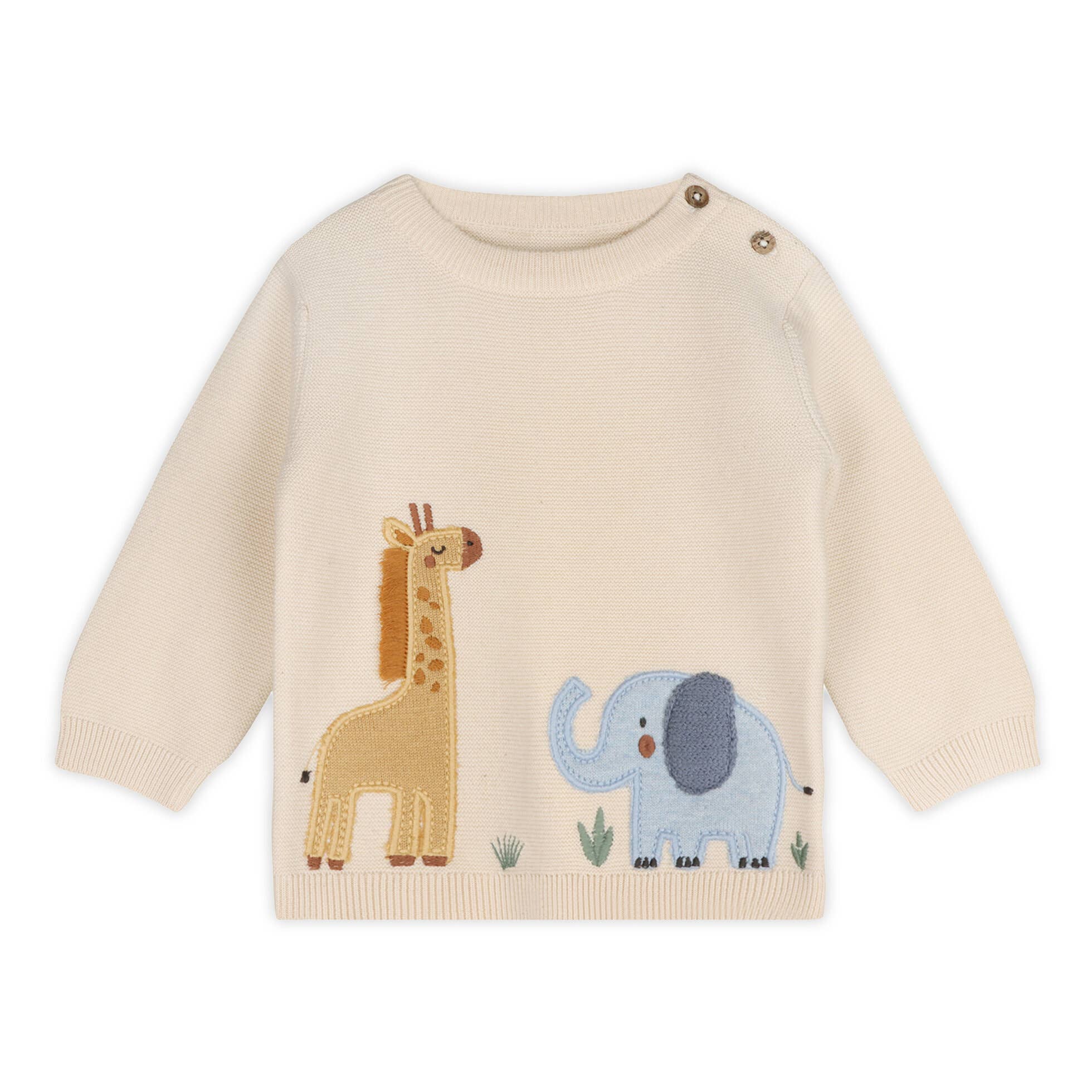 Safari Applique Sweater Knit Baby Pullover Organic