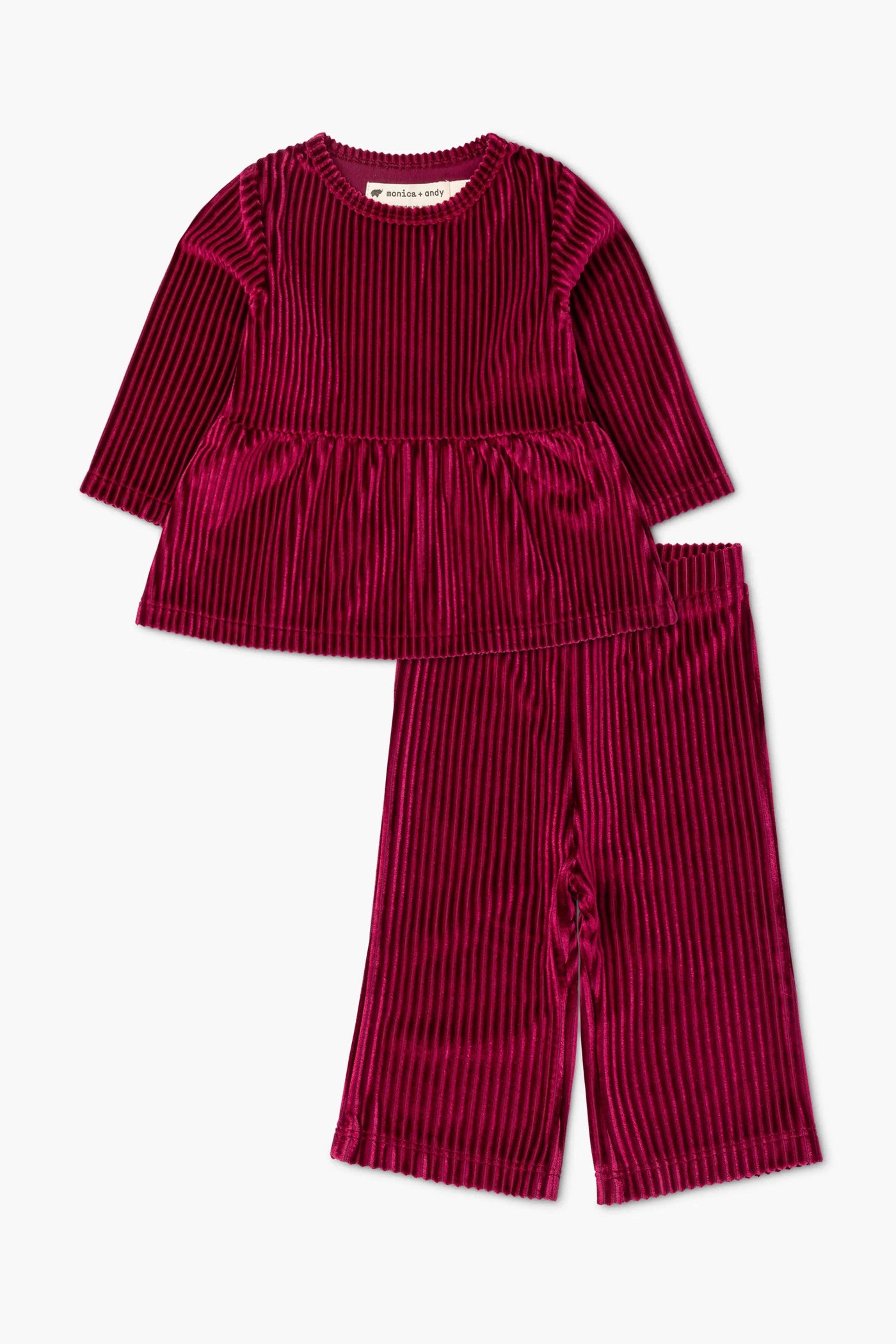 Ribbed Velour Flare Two-Piece Set