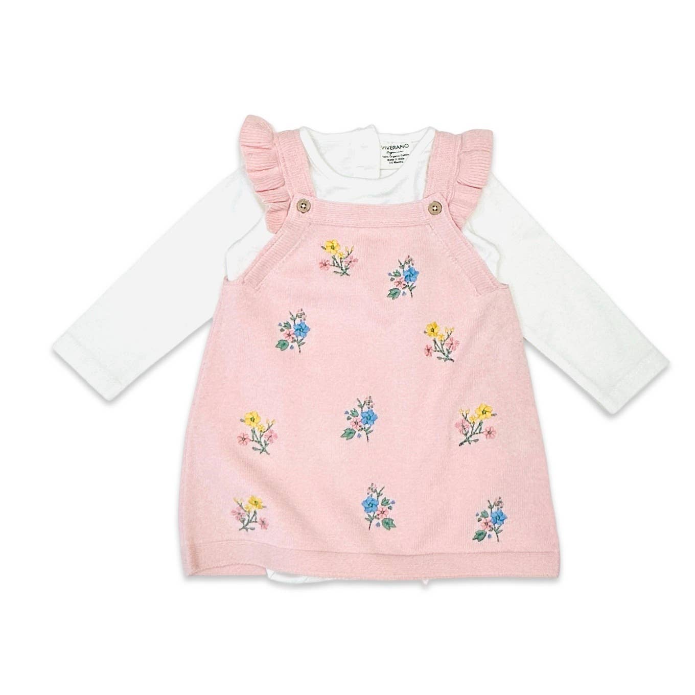 Organic Floral Embroidered Tunic Baby Knit Dress Set