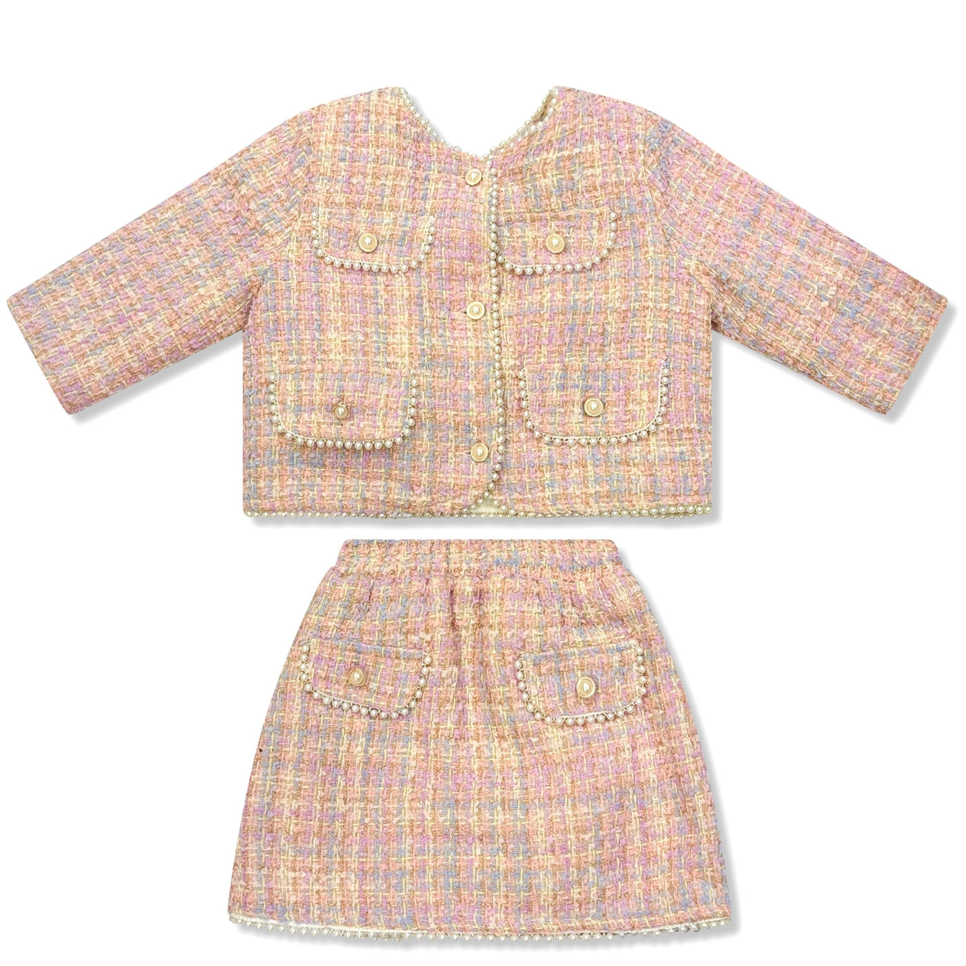 Pink Tweed Skirt Set