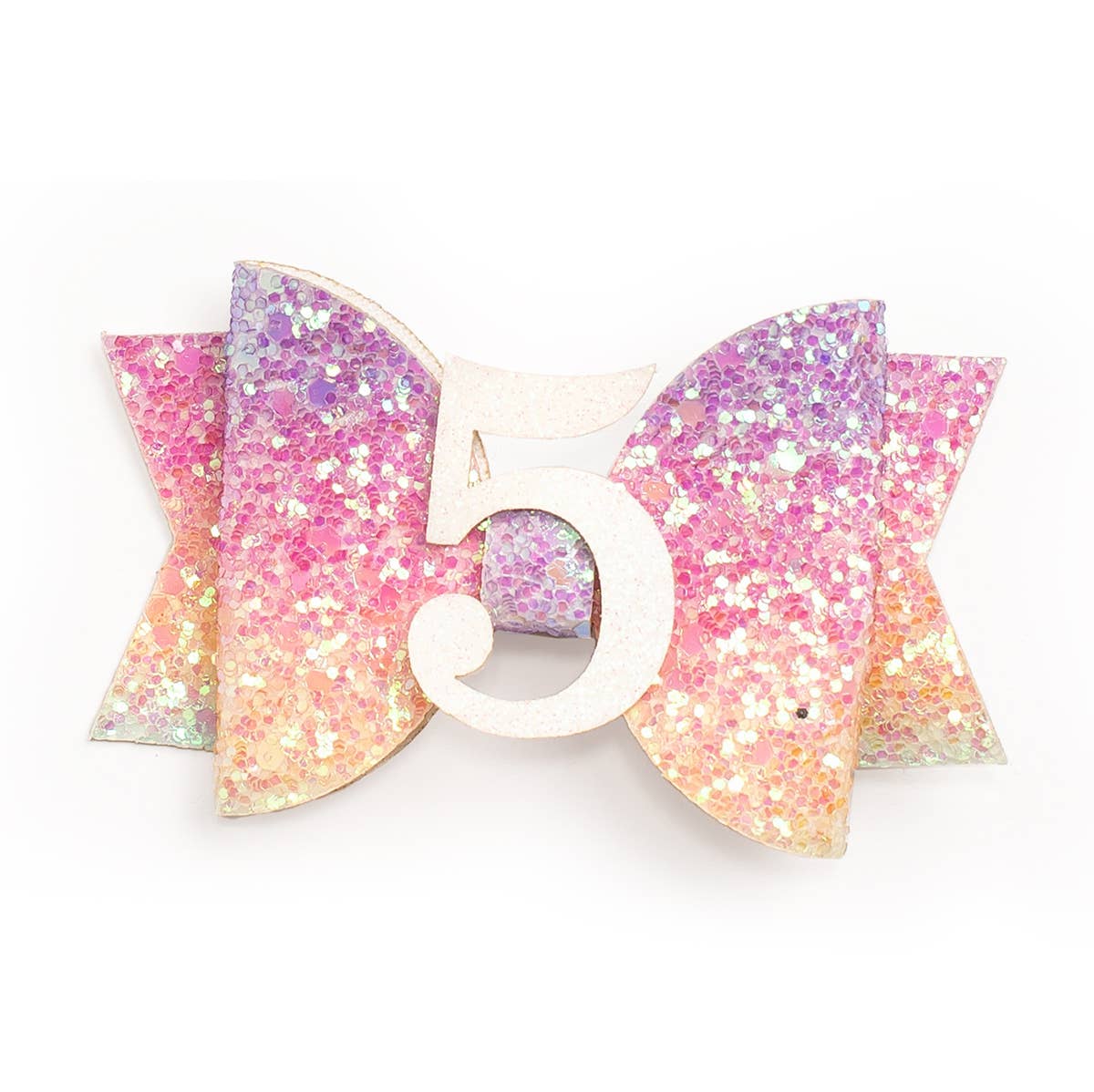 Rainbow #5 Clip - Kids Birthday Hair Clip