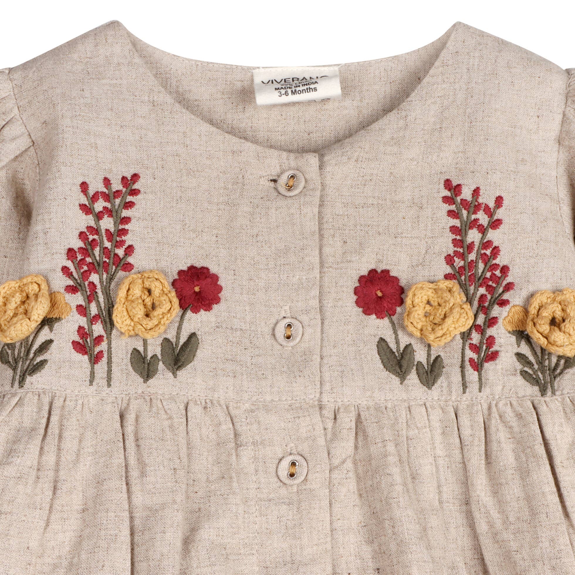 Ravello Embroidered Baby Dress & Bloomer (Linen Blend)