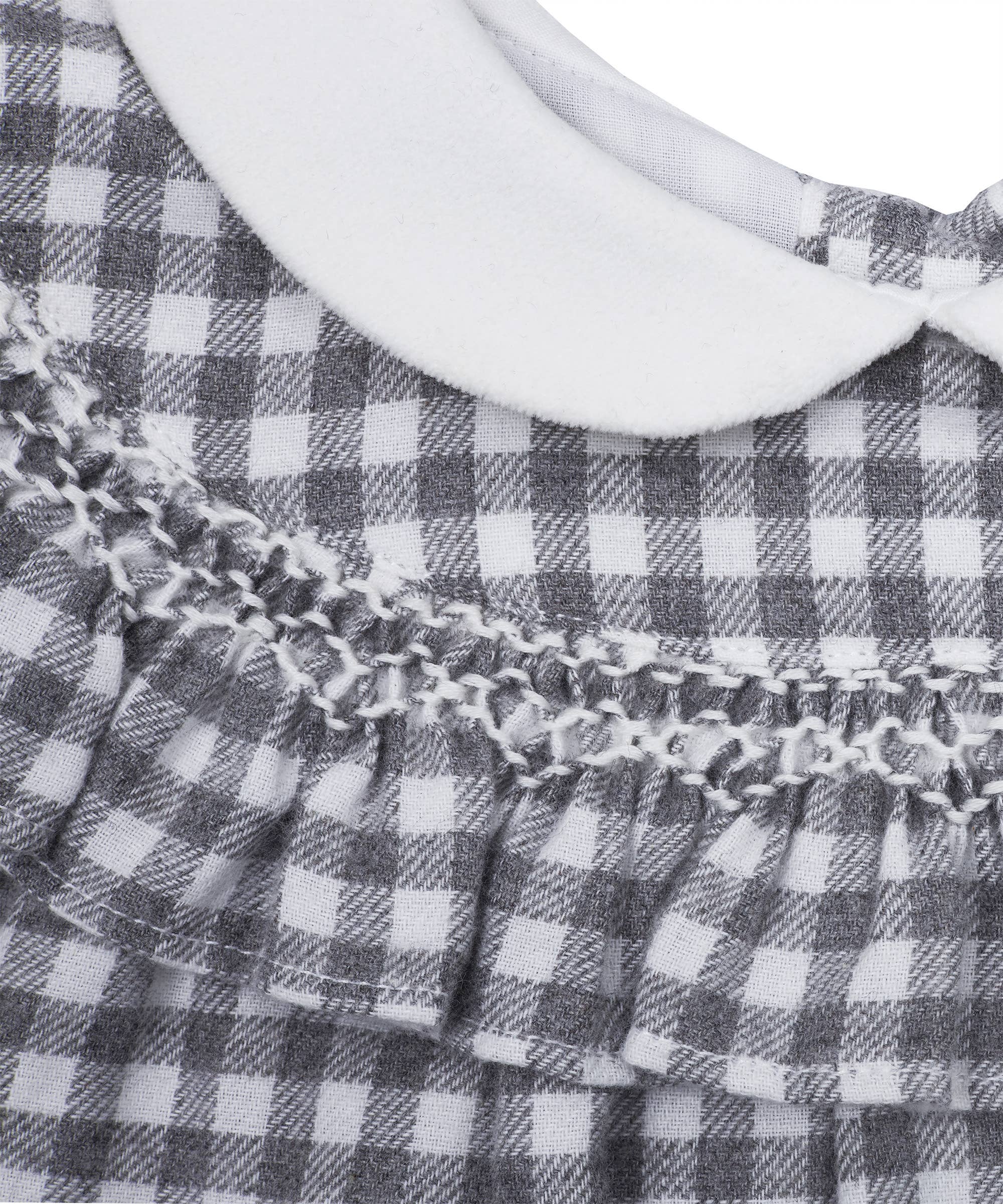 Gray Smocked Flannel Checkered Top + Leggings