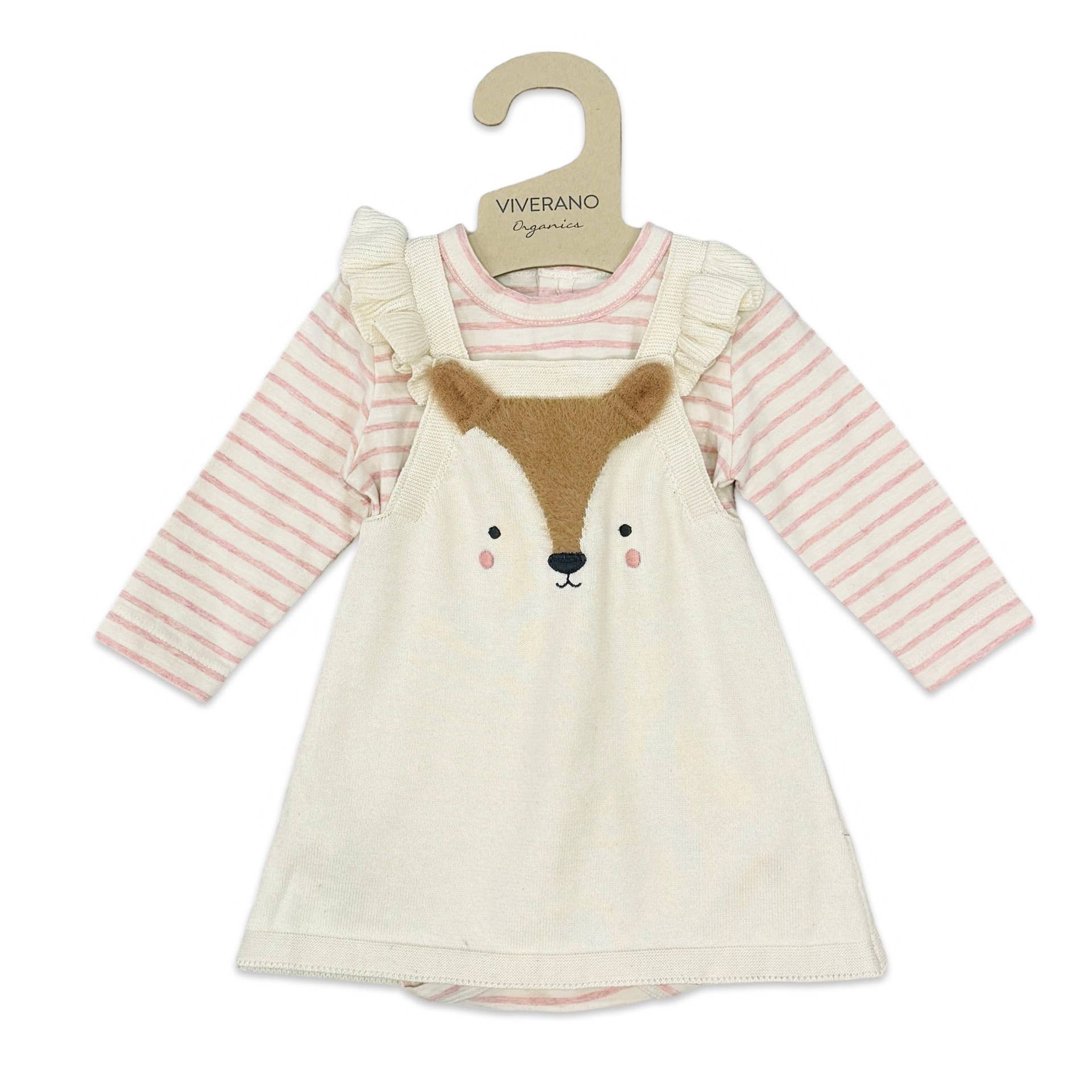 Furry Fox Jacquard Knit Baby Tunic Dress Set organic