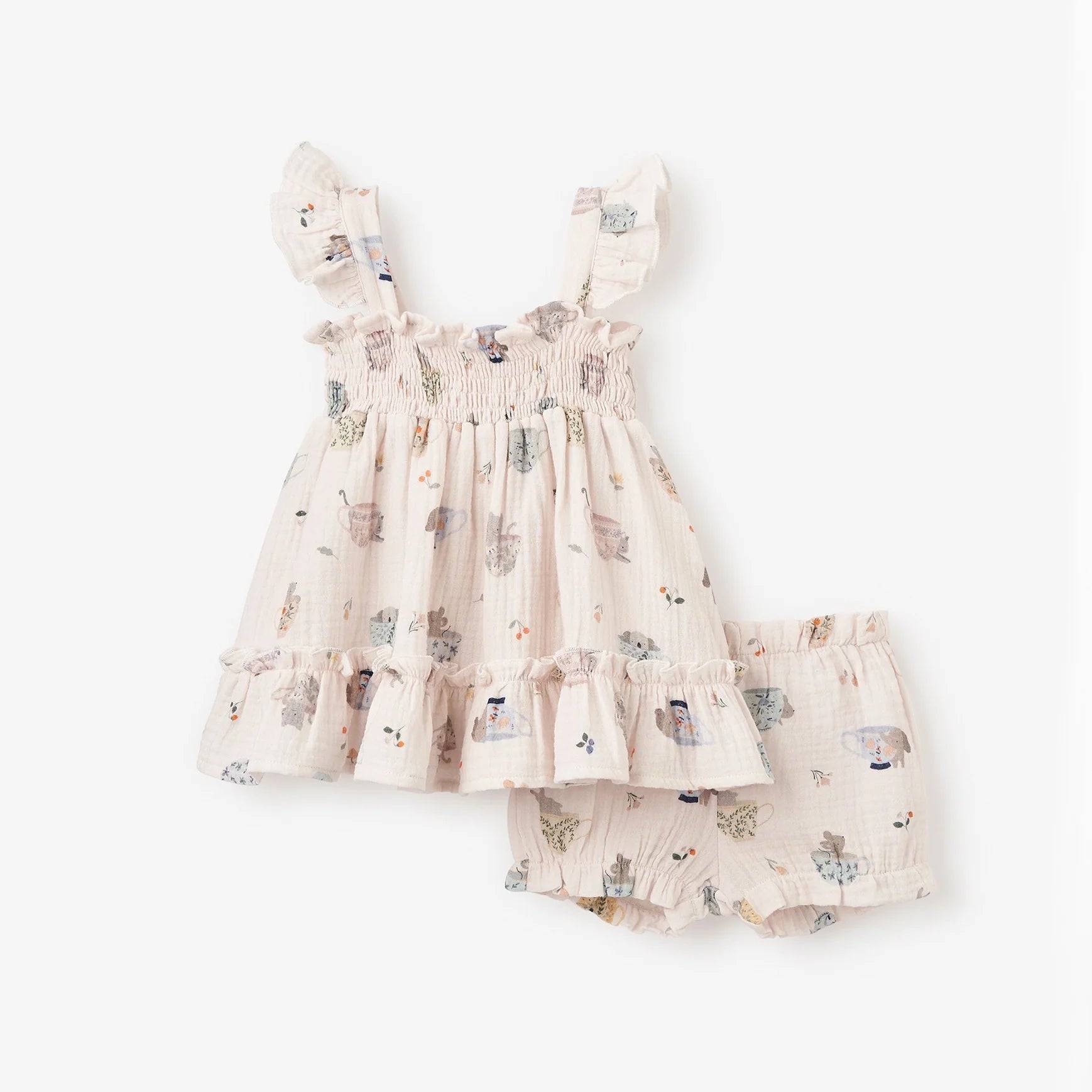 Tea Party Organic Muslin Smocked Dress & Bloomer