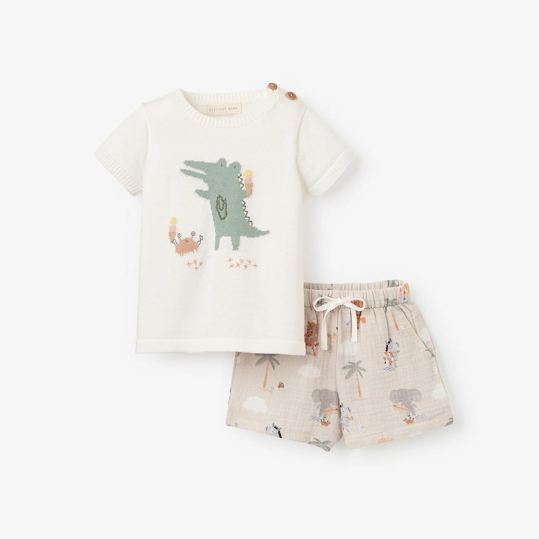 Alligator Knit Top & Organic Muslin Shorts