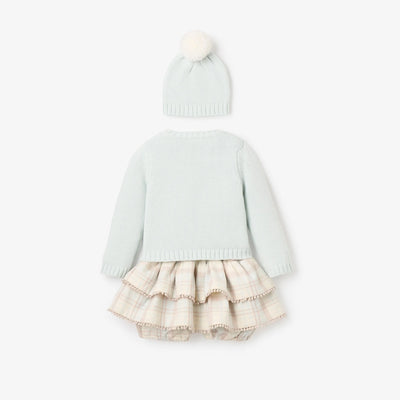 Snow Angel Sweater, Plaid Skirt, & Pom Hat