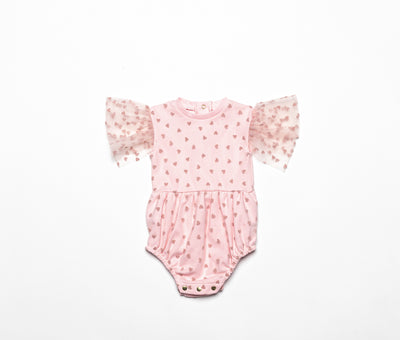 Heart to Heart Pink Tulle Baby Romper