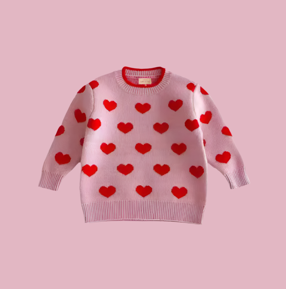 Pink Red Heart Sweater