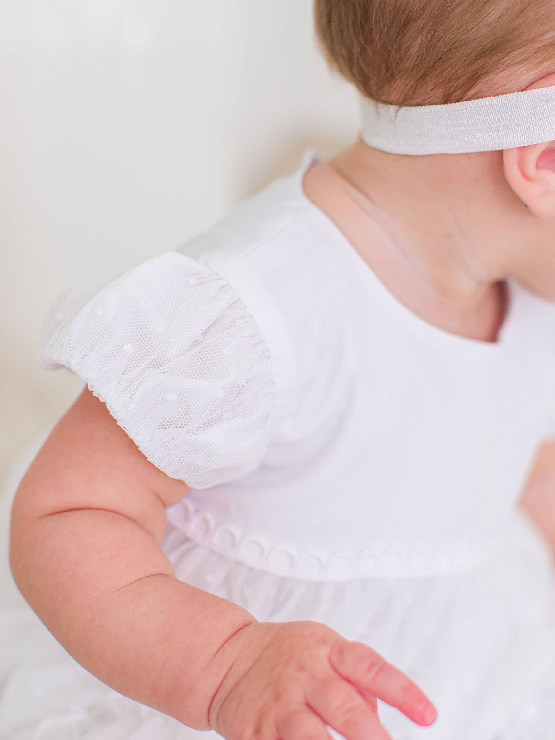 White Dotted Tulle Dress & RuffleButt Set