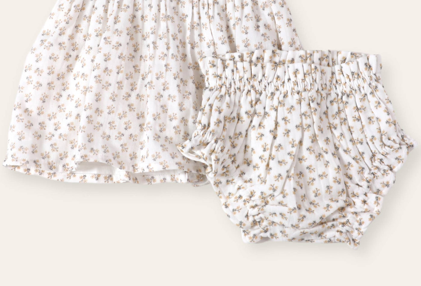 Emilia Ditsy Floral Baby Dress + Bloomer (Organic Muslin)